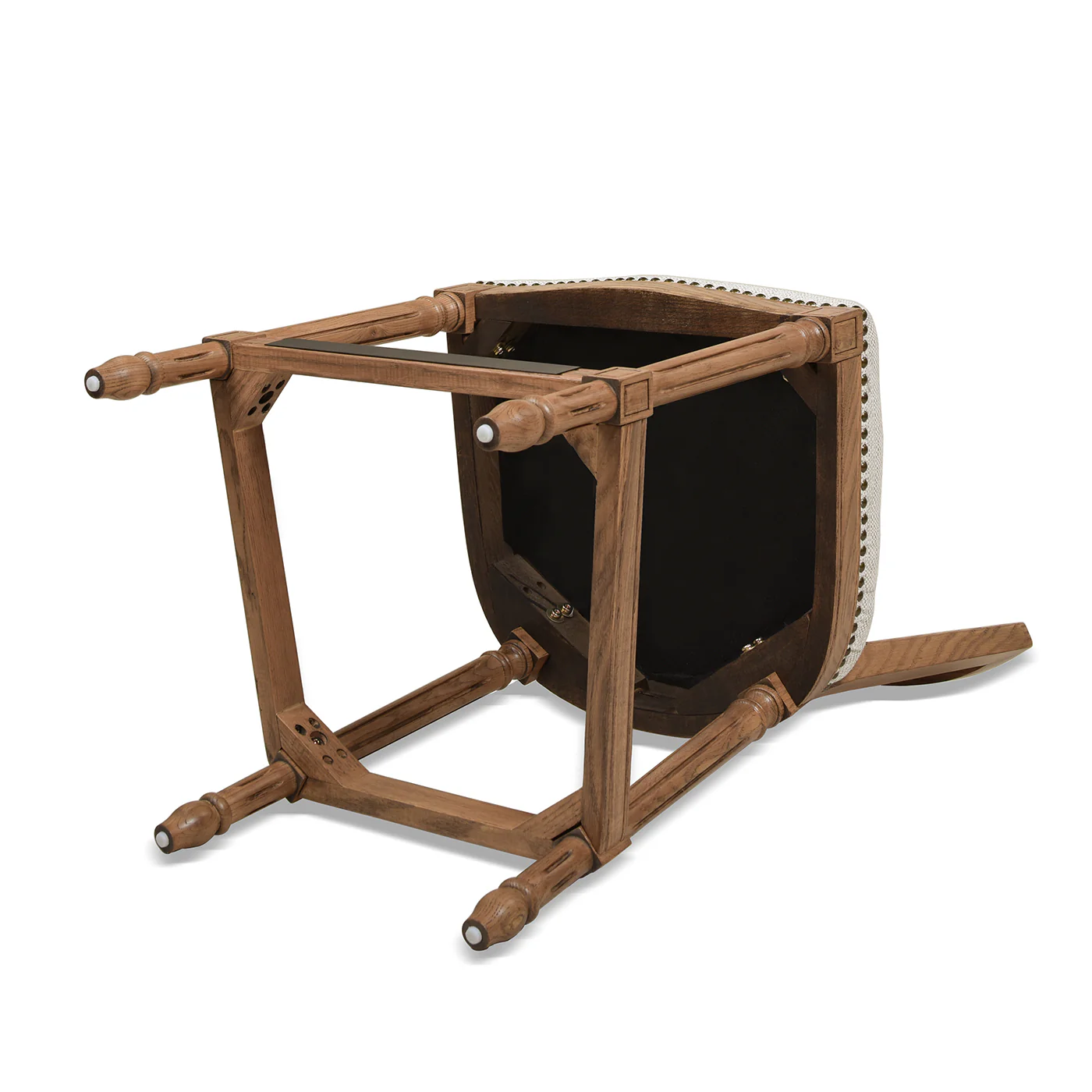 Armless Bar Stool with Nailhead Trim and Rattan High Back - Image 3