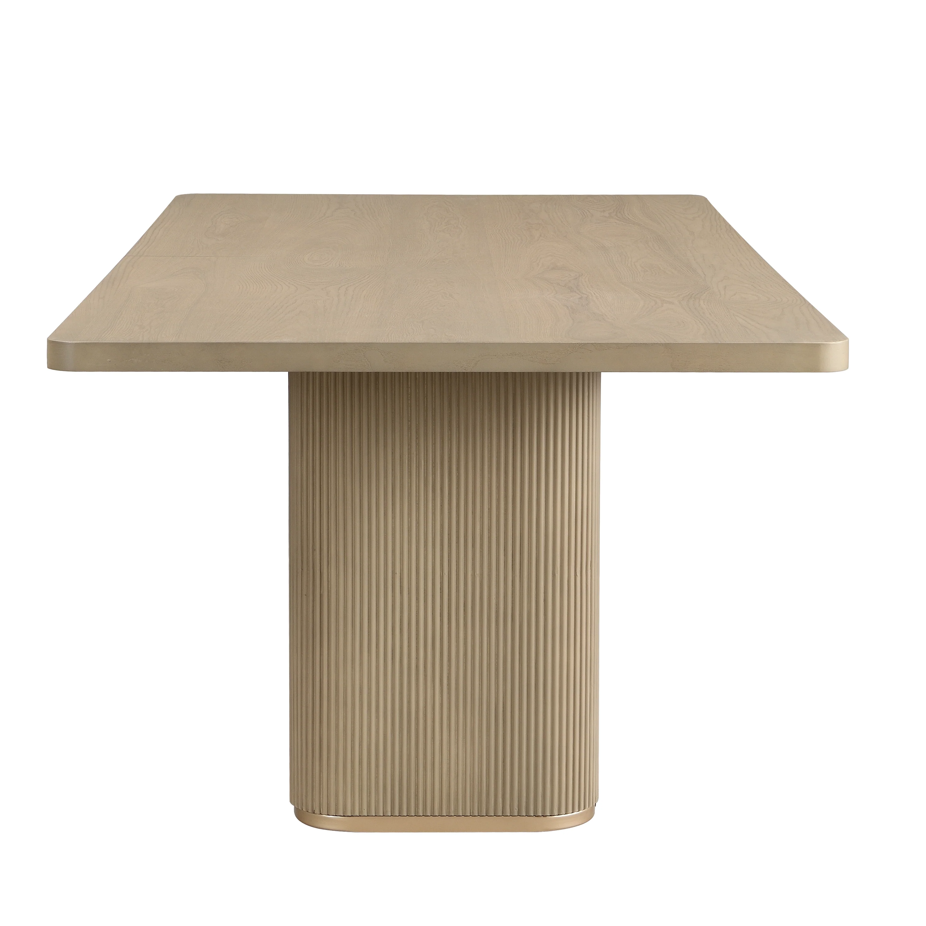 Asbury 7-Piece Mid-Century Modern Wood Upholstered Dining Set with Pedestal Table & Rattan U-Back Chairs - Image 16