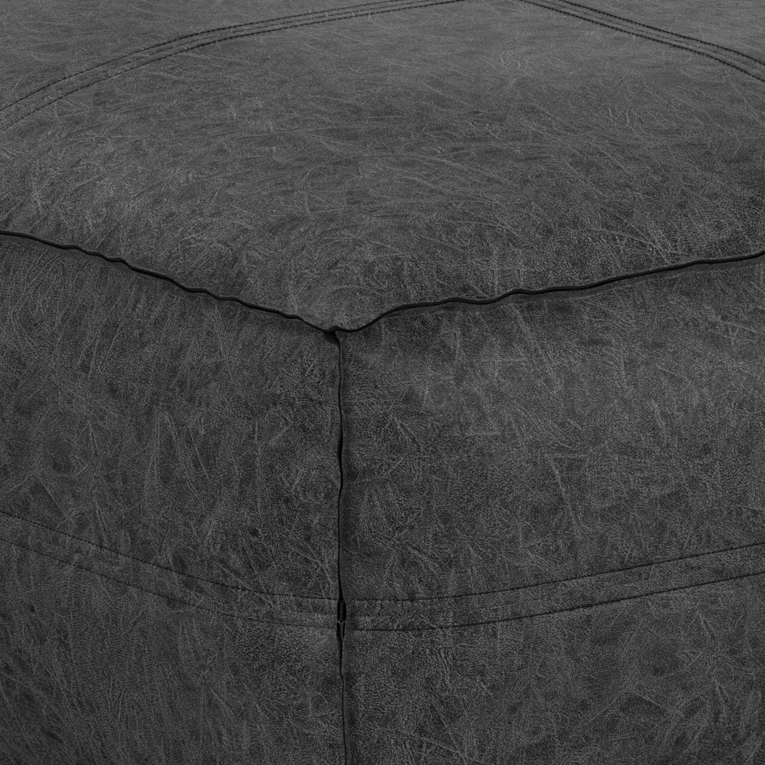 Ascendant Faux Leather Square Pouf with Top Stitching Detail - Image 20
