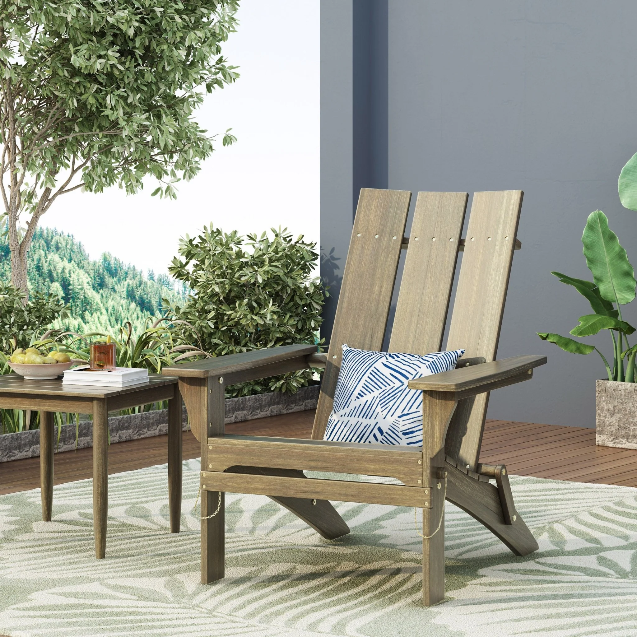 Aurascape Outdoor Acacia Wood Foldable Adirondack Chair - Image 3