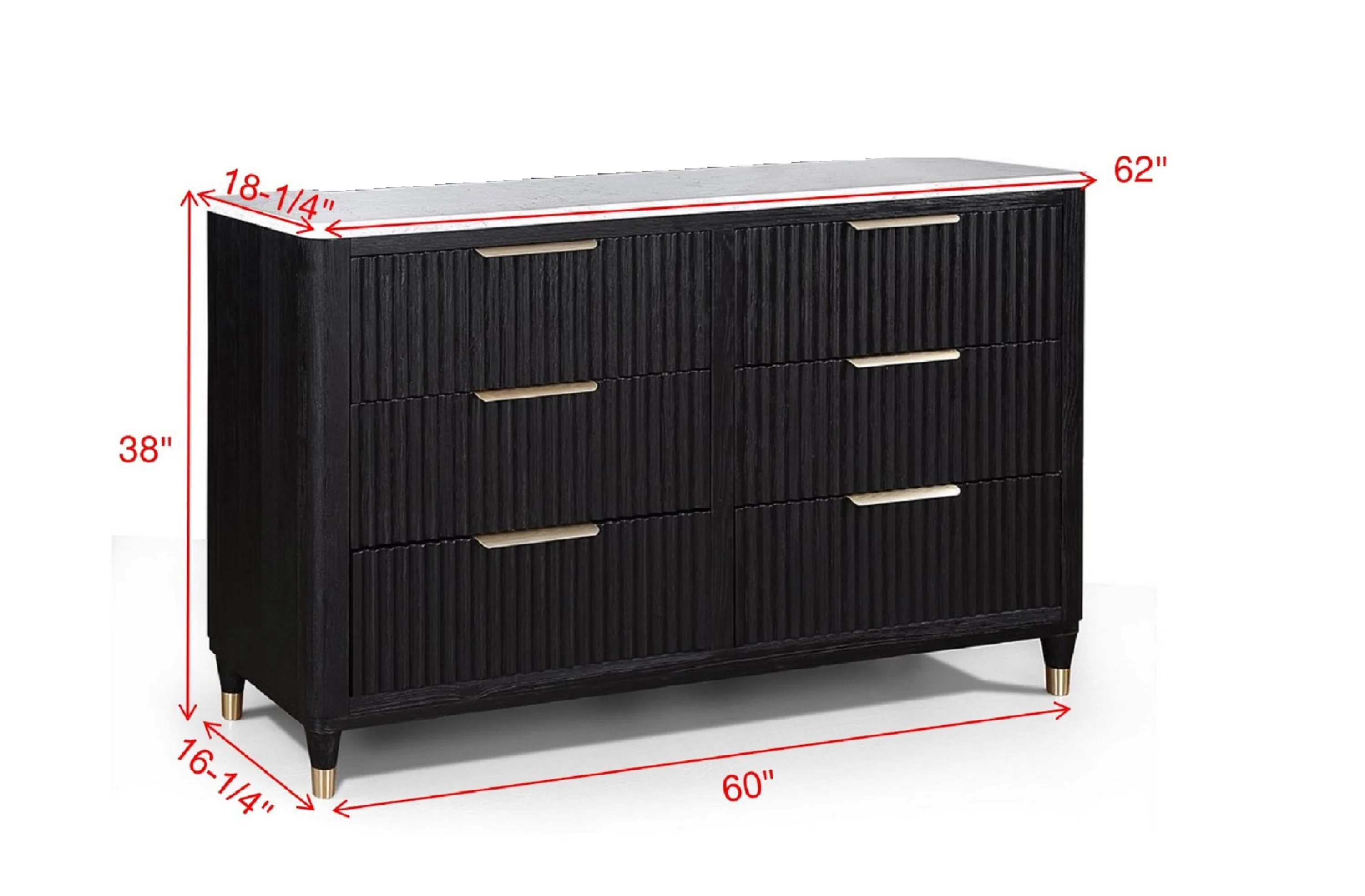 Modern Aesthetic 6-Drawers Dresser with Stone Top - Image 10