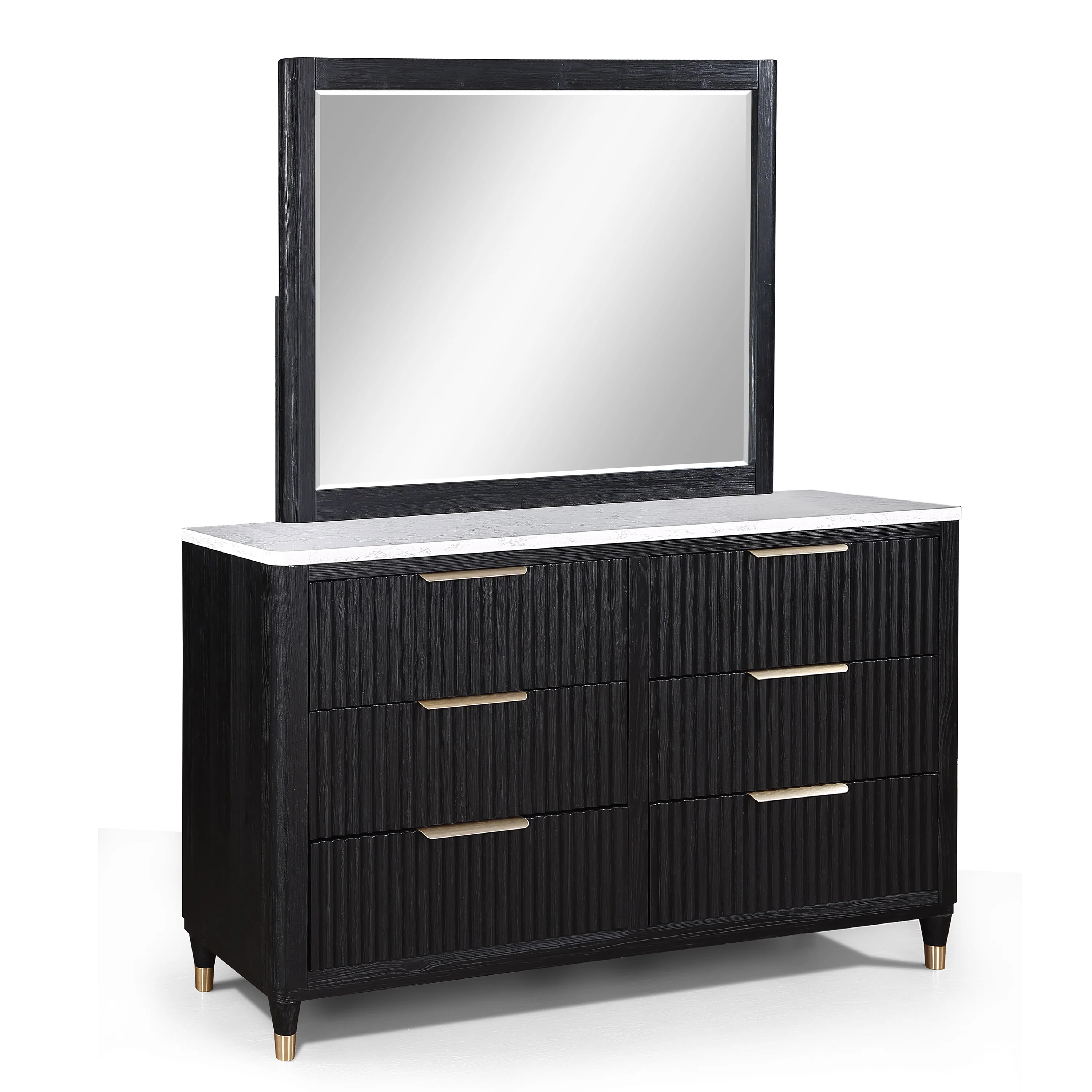 Modern Aesthetic 6-Drawers Dresser with Stone Top - Image 11