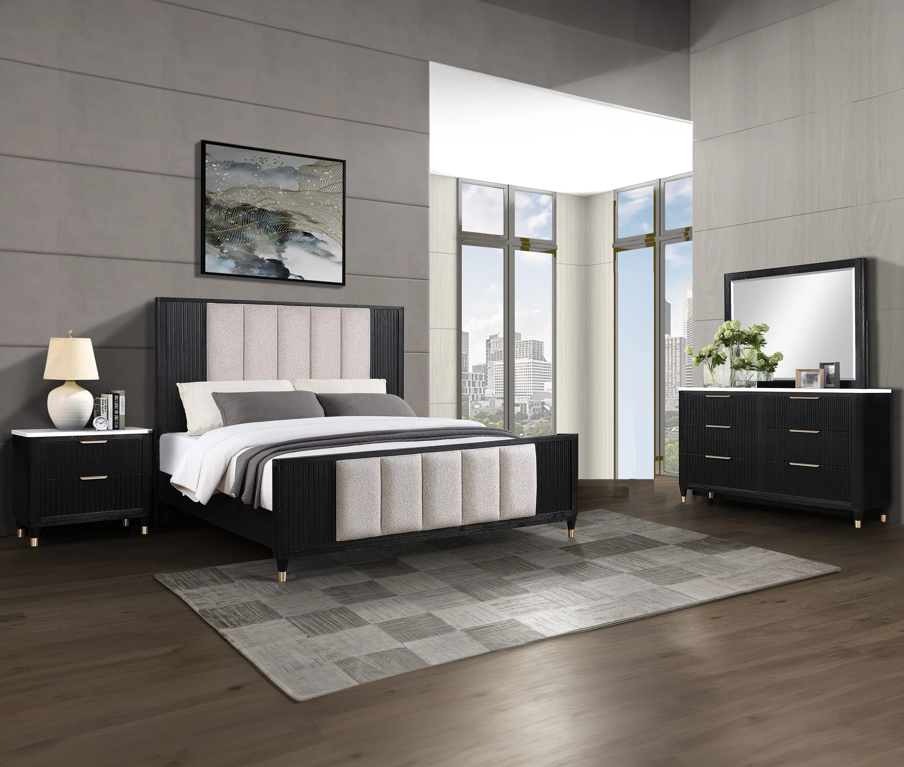 Modern Aesthetic 6-Drawers Dresser with Stone Top - Image 12