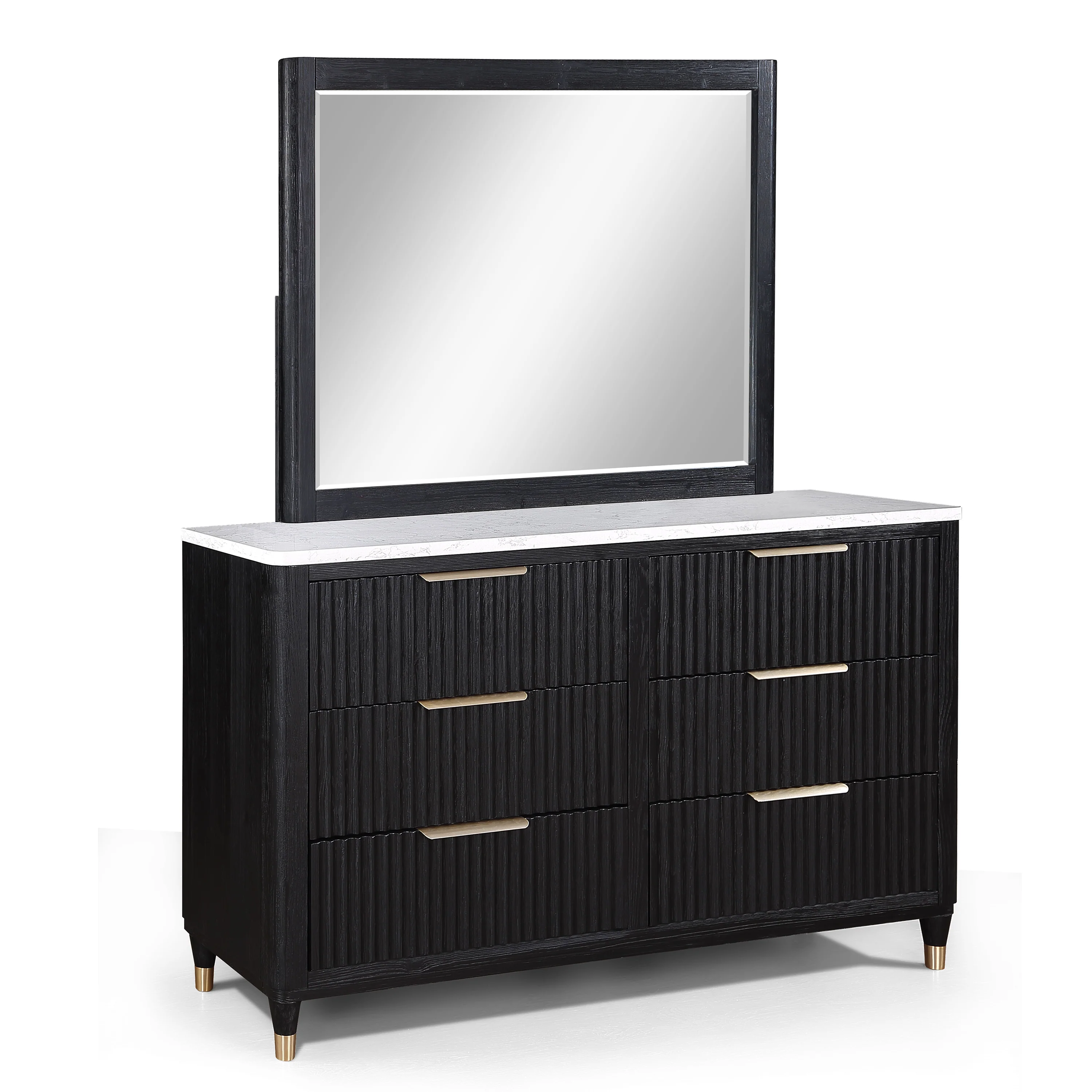 Modern Aesthetic 6-Drawers Dresser with Stone Top - Image 17