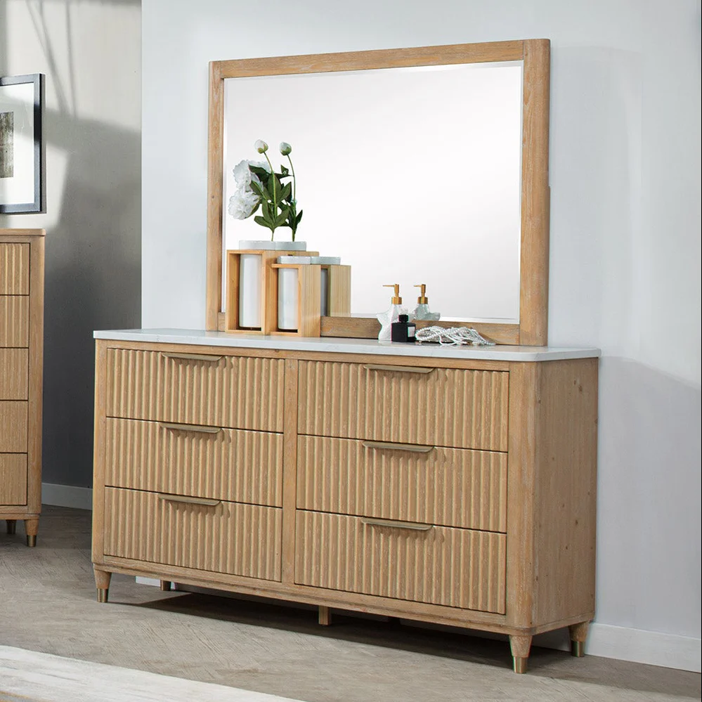 Modern Aesthetic 6-Drawers Dresser with Stone Top - Image 2