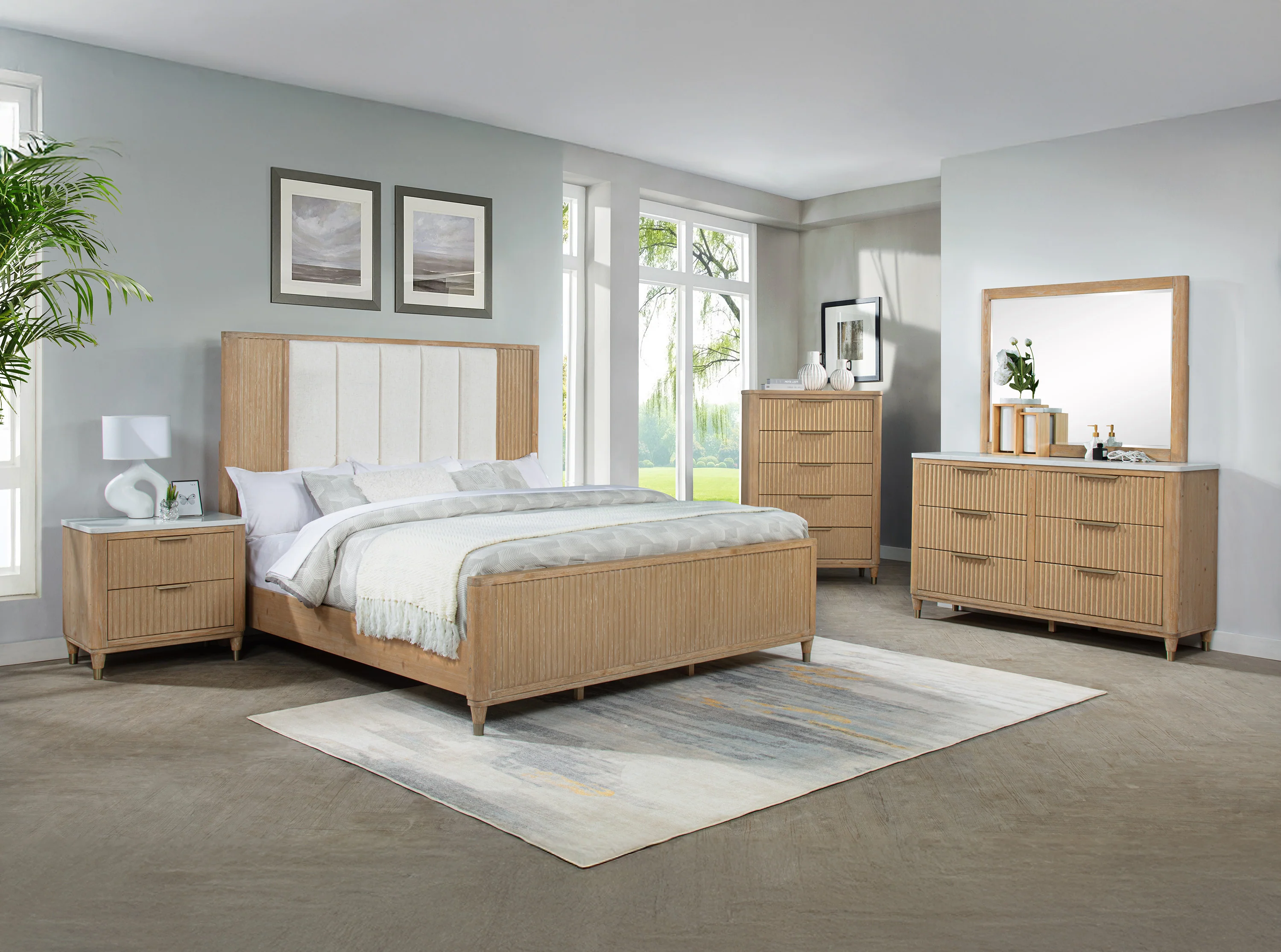 Modern Aesthetic 6-Drawers Dresser with Stone Top - Image 6