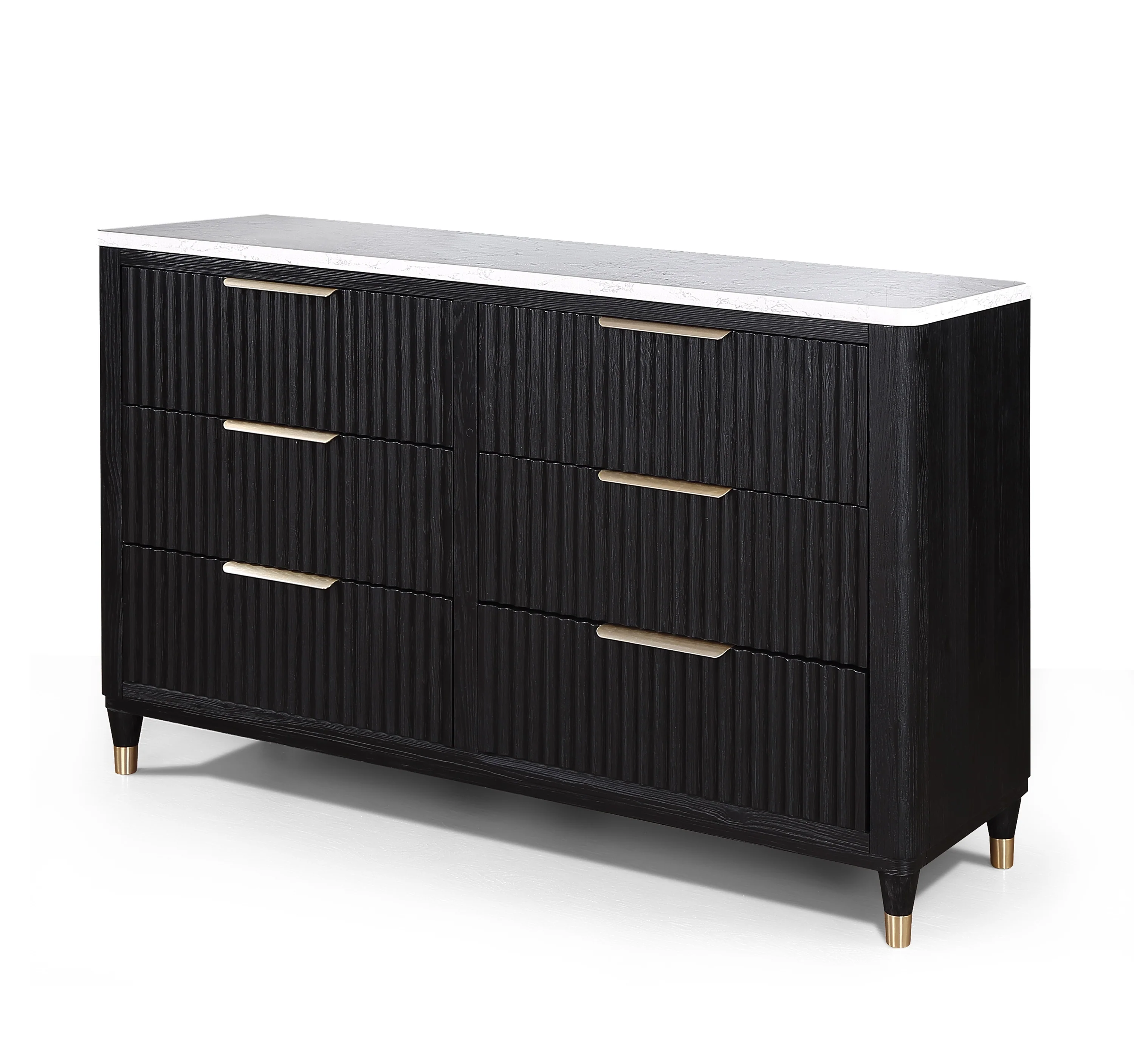 Modern Aesthetic 6-Drawers Dresser with Stone Top - Image 7