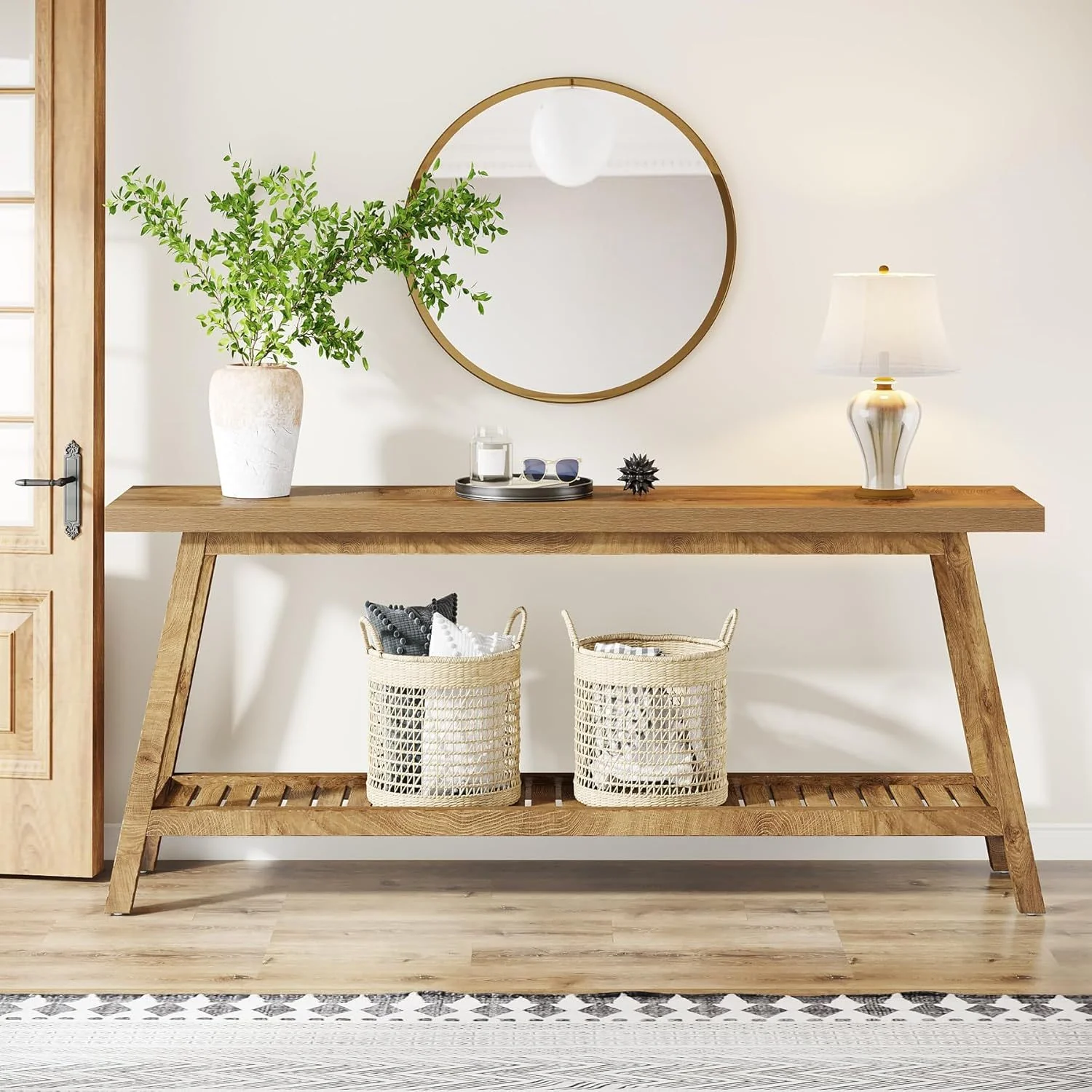Marleton Solid Wood Modern Farmhouse Console Table - Image 8
