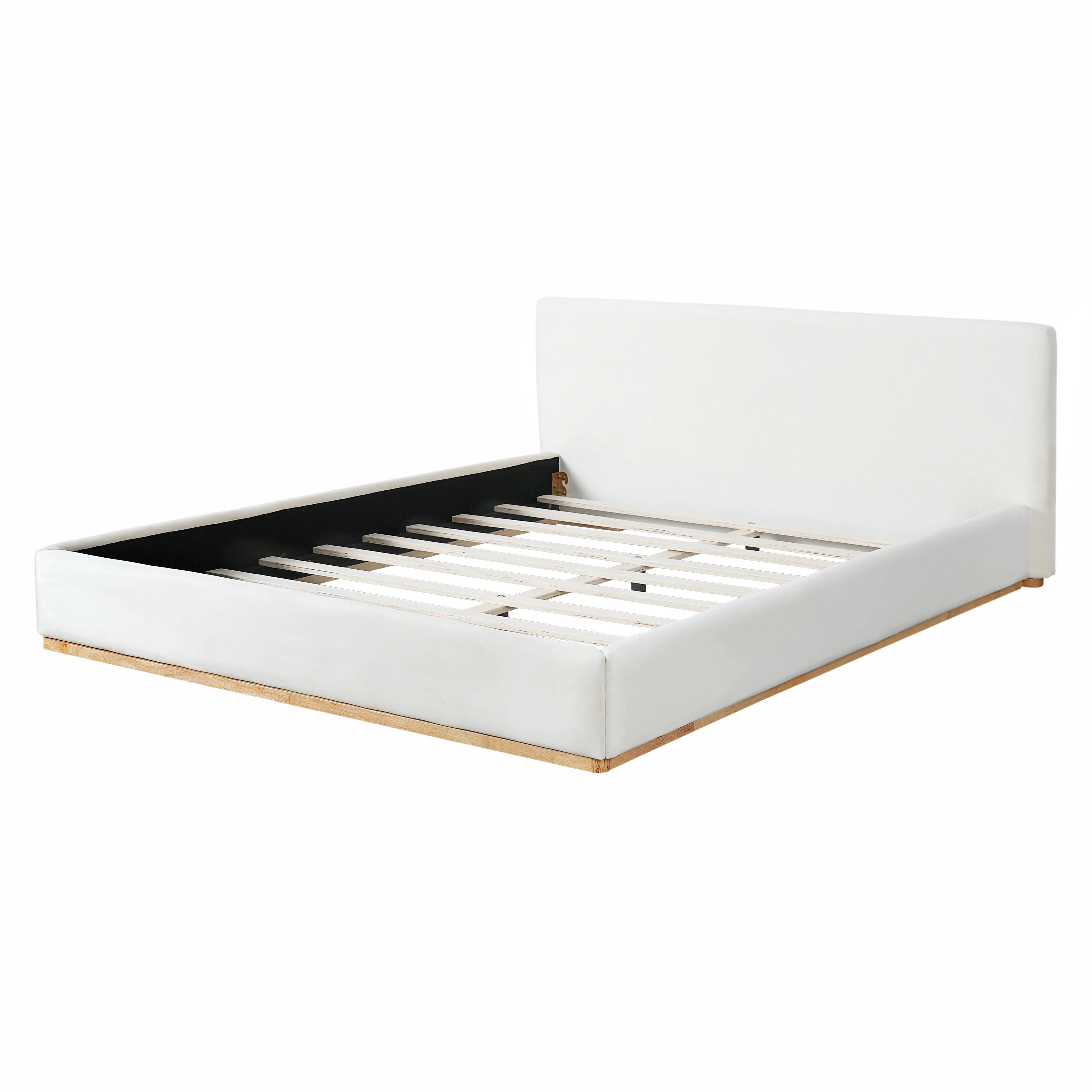 Elegant Upholstered Bed With Solid Wood Frame