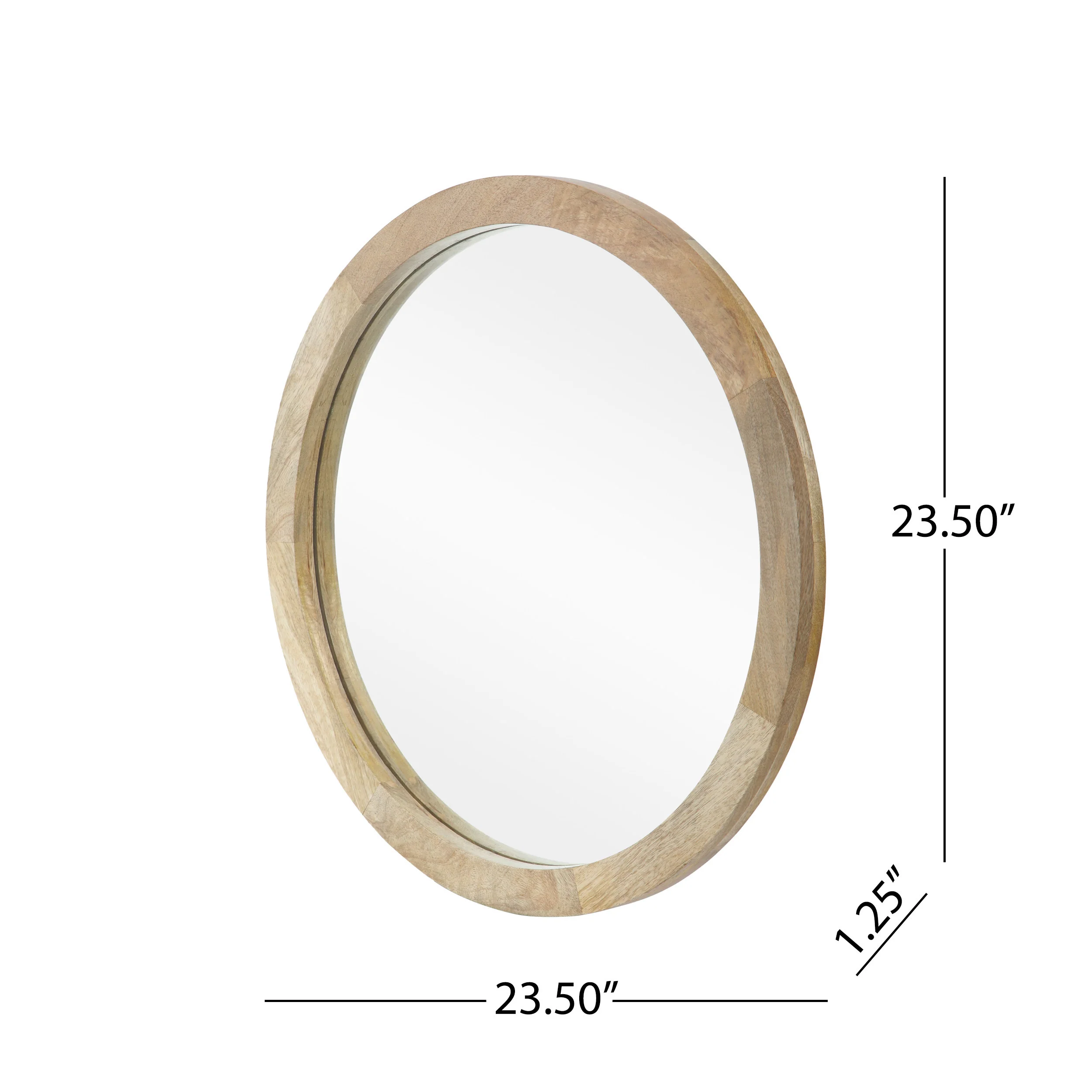 Mango Wood Round Mirror with Natural Finish - Image 3