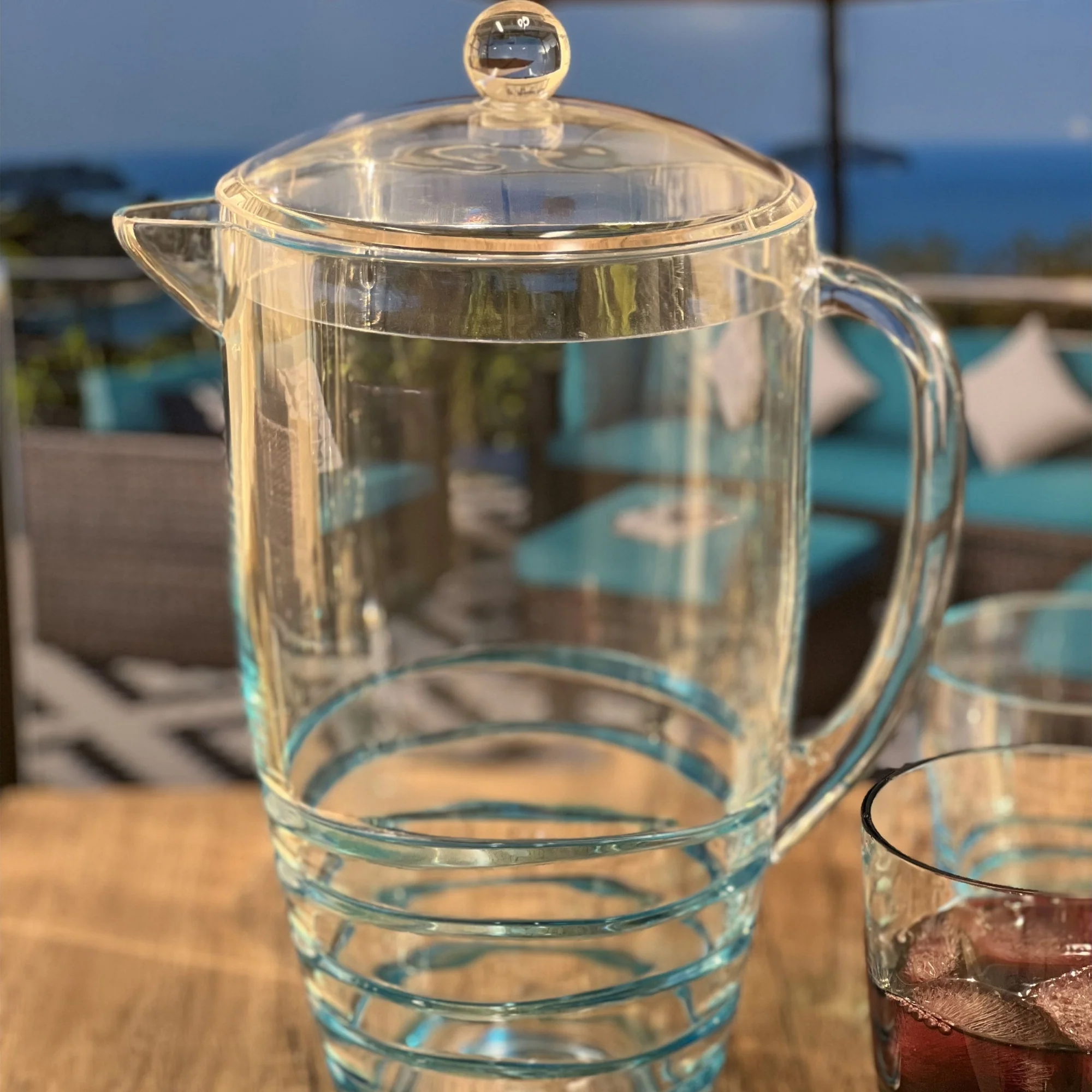 Swirl Unbreakable Plastic Water Pitcher with Lid and Spout, BPA Free, Blue, 2.5 Quarts - Image 5