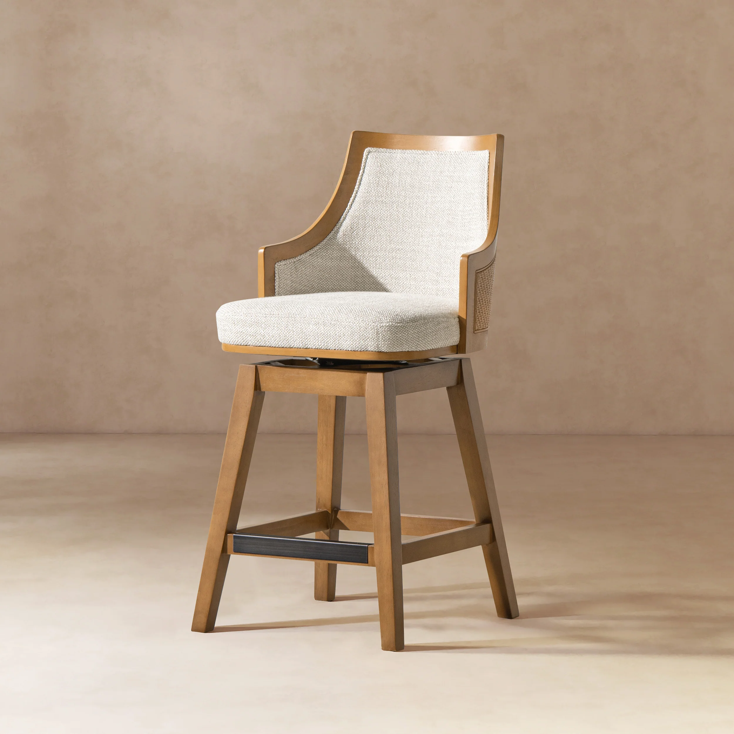 Bahama 26" Cane Rattan High-Back Swivel Counter Stool with Recessed Arms - Image 2