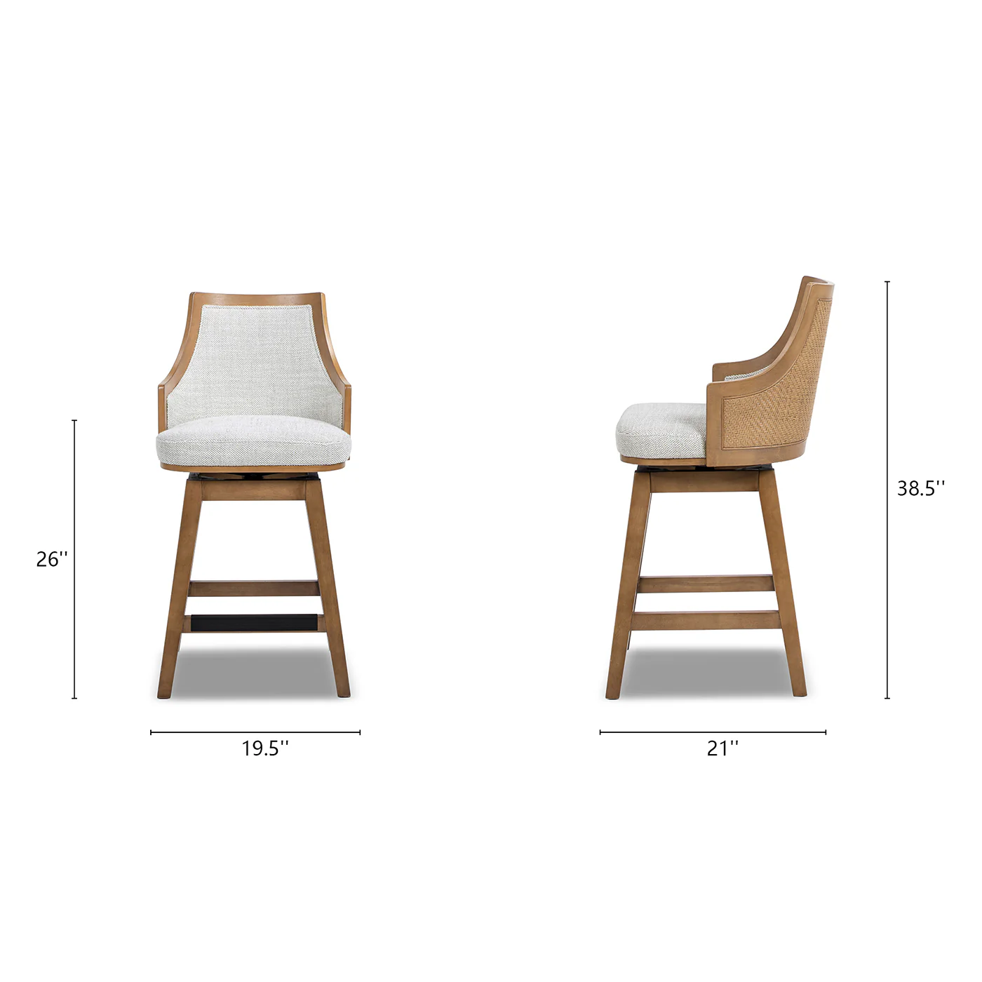 Bahama 26" Cane Rattan High-Back Swivel Counter Stool with Recessed Arms - Image 5