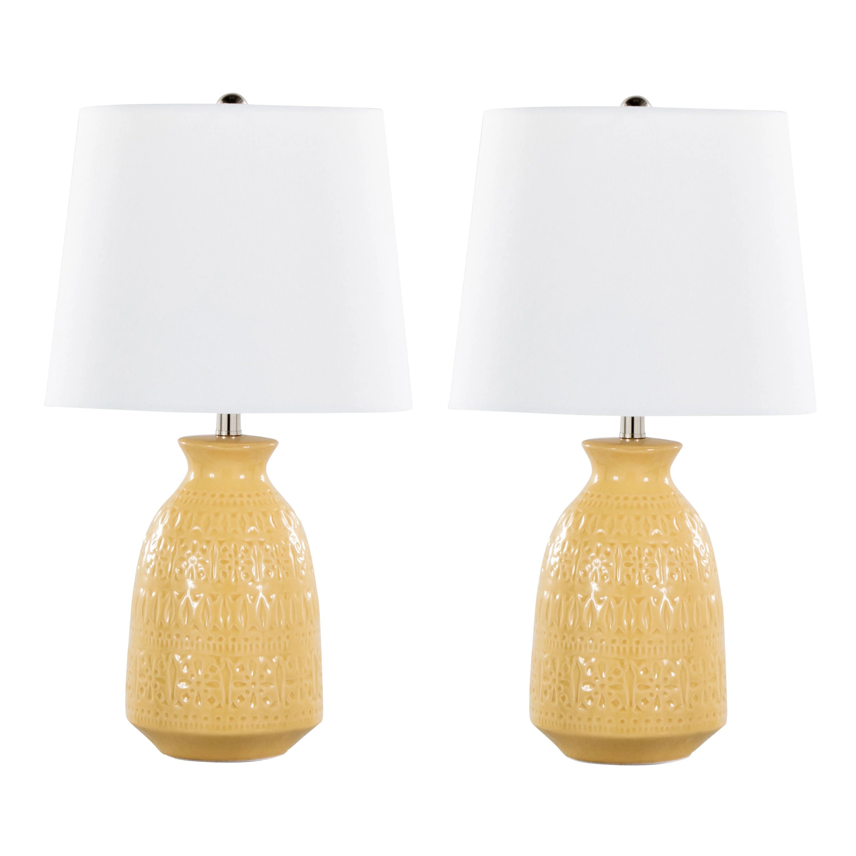 Balconee 20" Ceramic Table Lamp with Vase Shaped Base and Textured Pattern, Set of 2 - Image 11