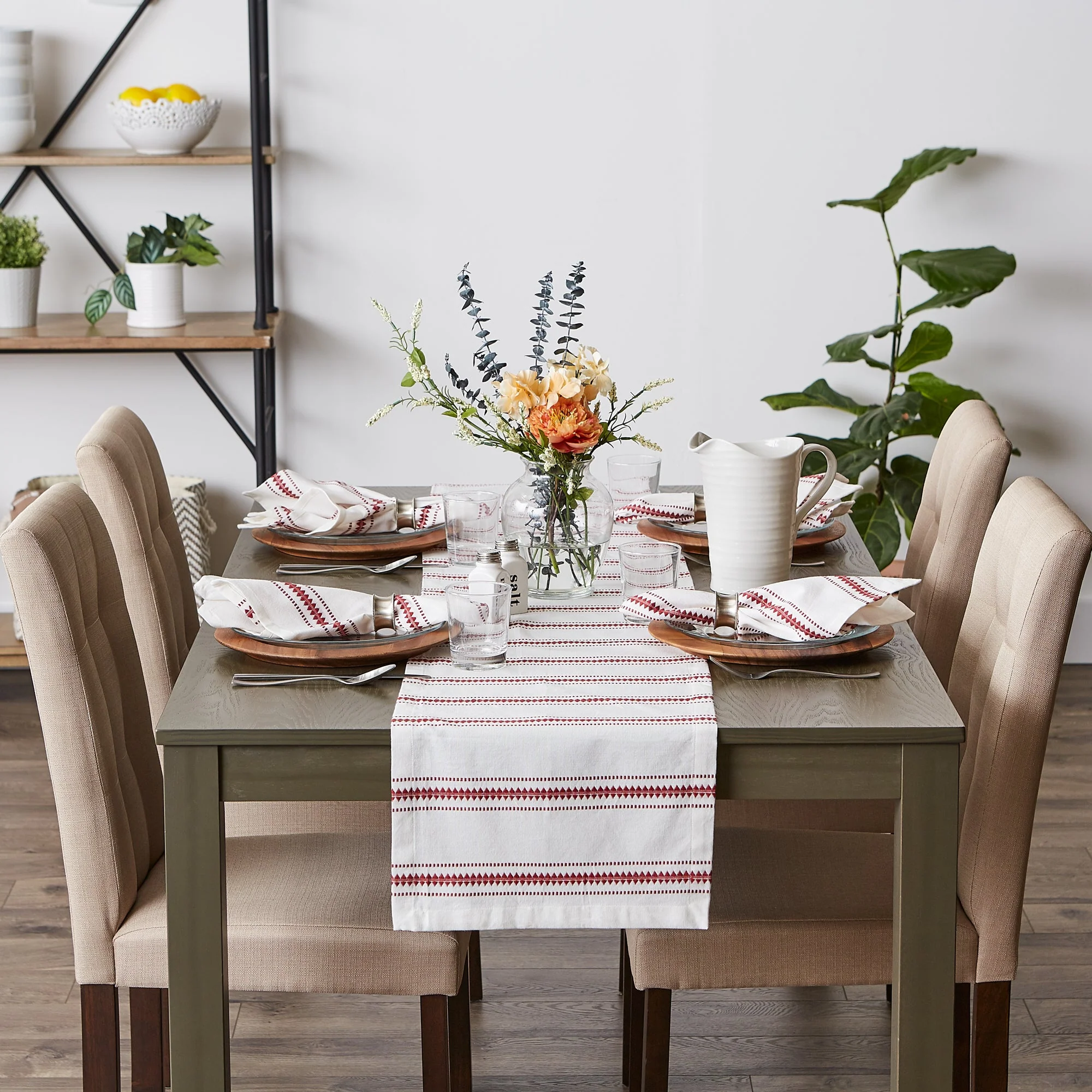 Barn Red Zig Dobby Stripe Table Runner 14X72 - Image 4