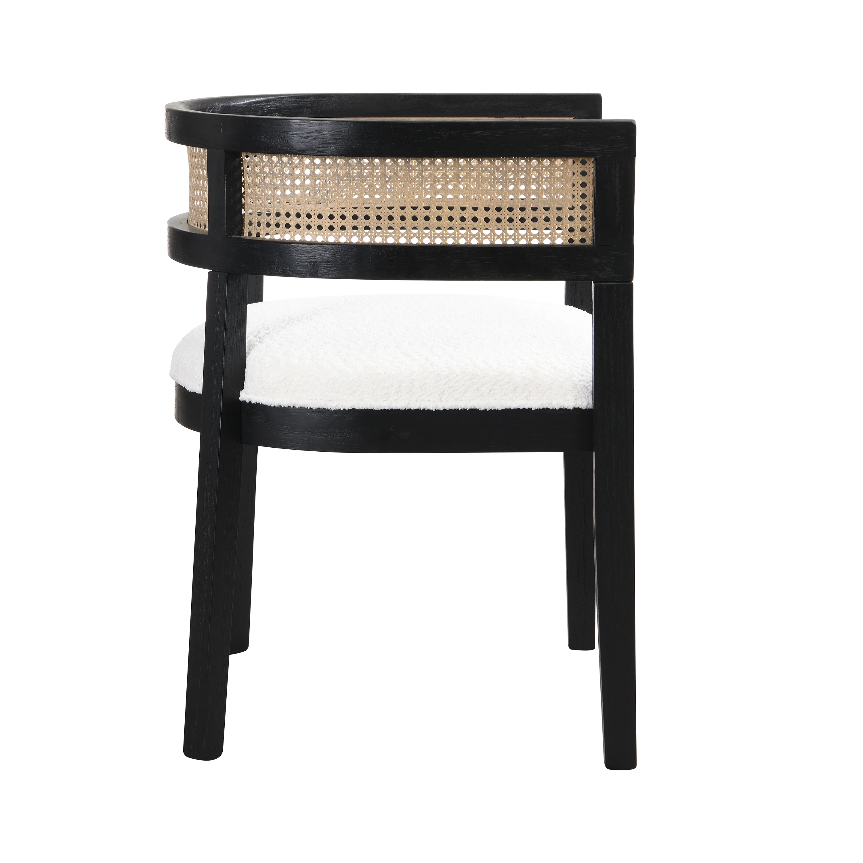 Barrel Dining Chair with Rattan Back, Set of 2 - Image 9