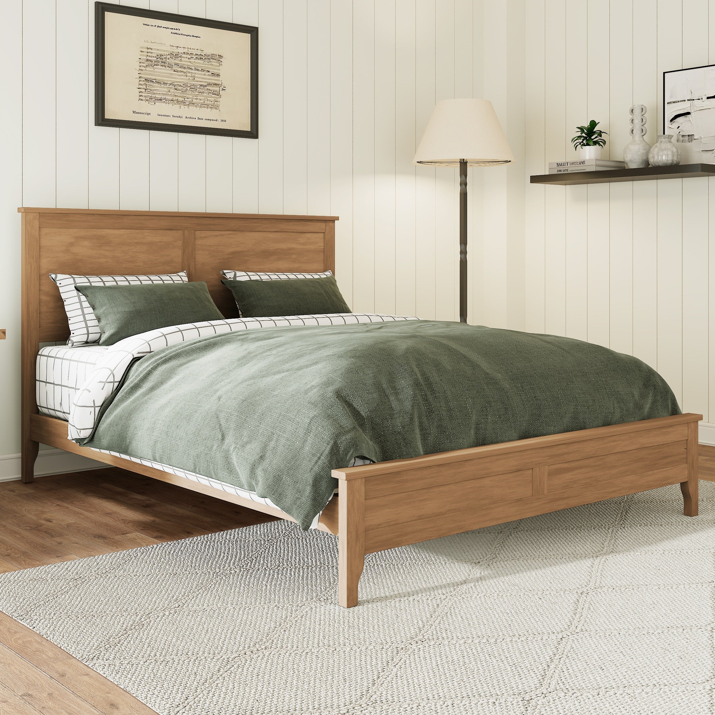 Modern Solid Wood Platform Bed with Sturdy Wooden Slats Support - Image 13