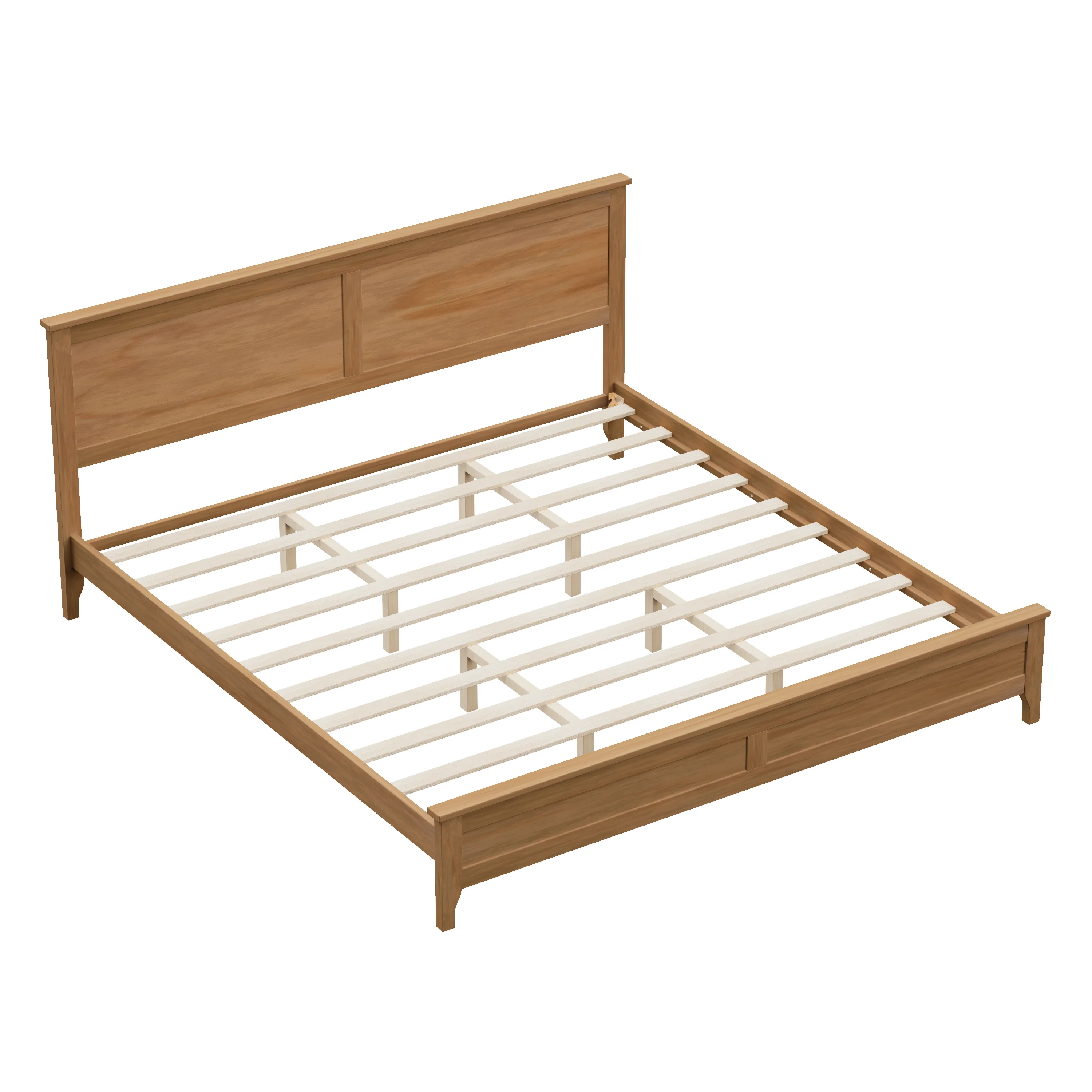 Modern Solid Wood Platform Bed with Sturdy Wooden Slats Support - Image 16