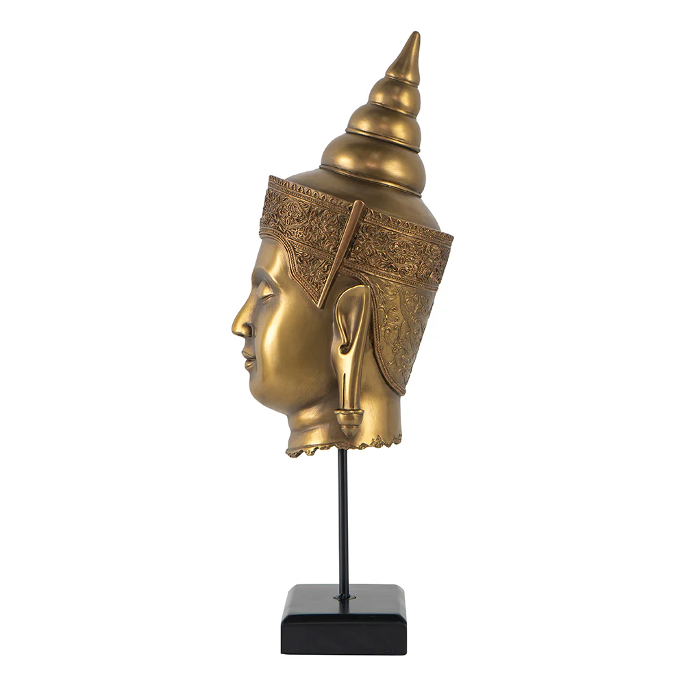 Bronze Buddha Statue Head On Stand - Image 4
