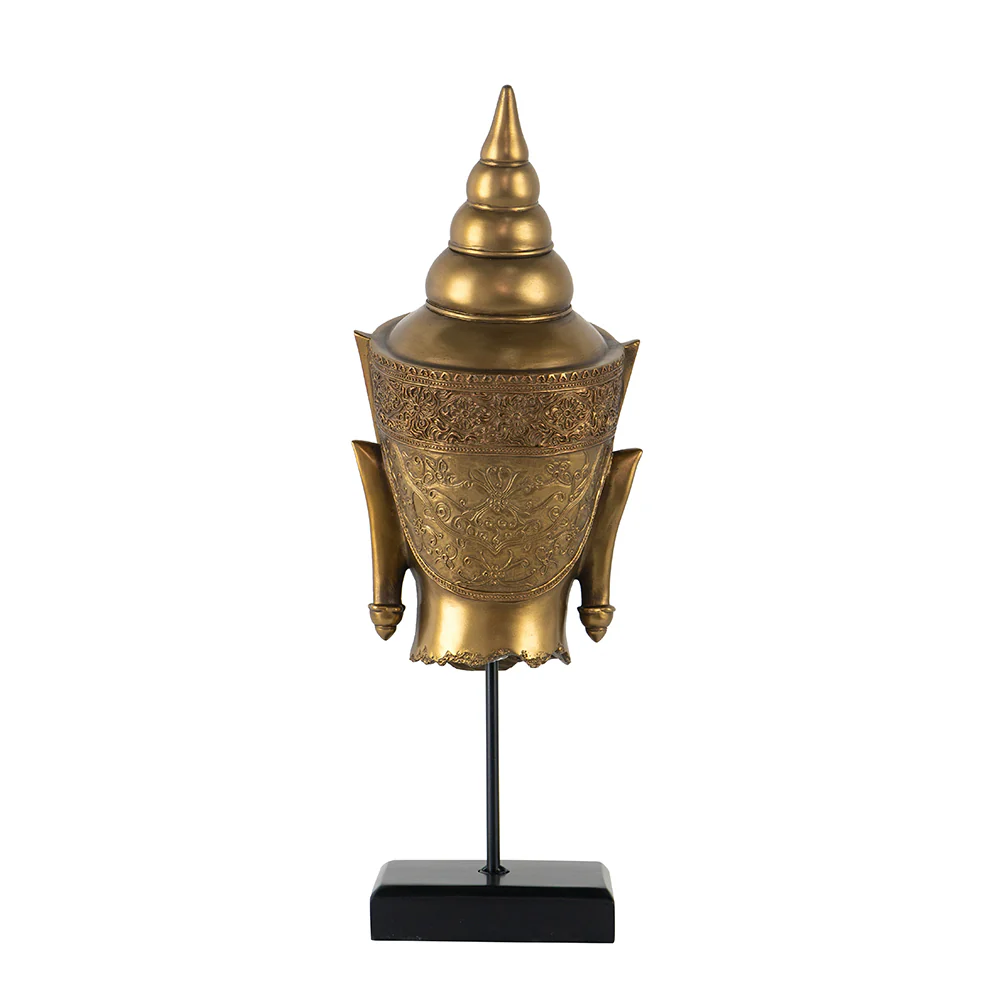 Bronze Buddha Statue Head On Stand - Image 5
