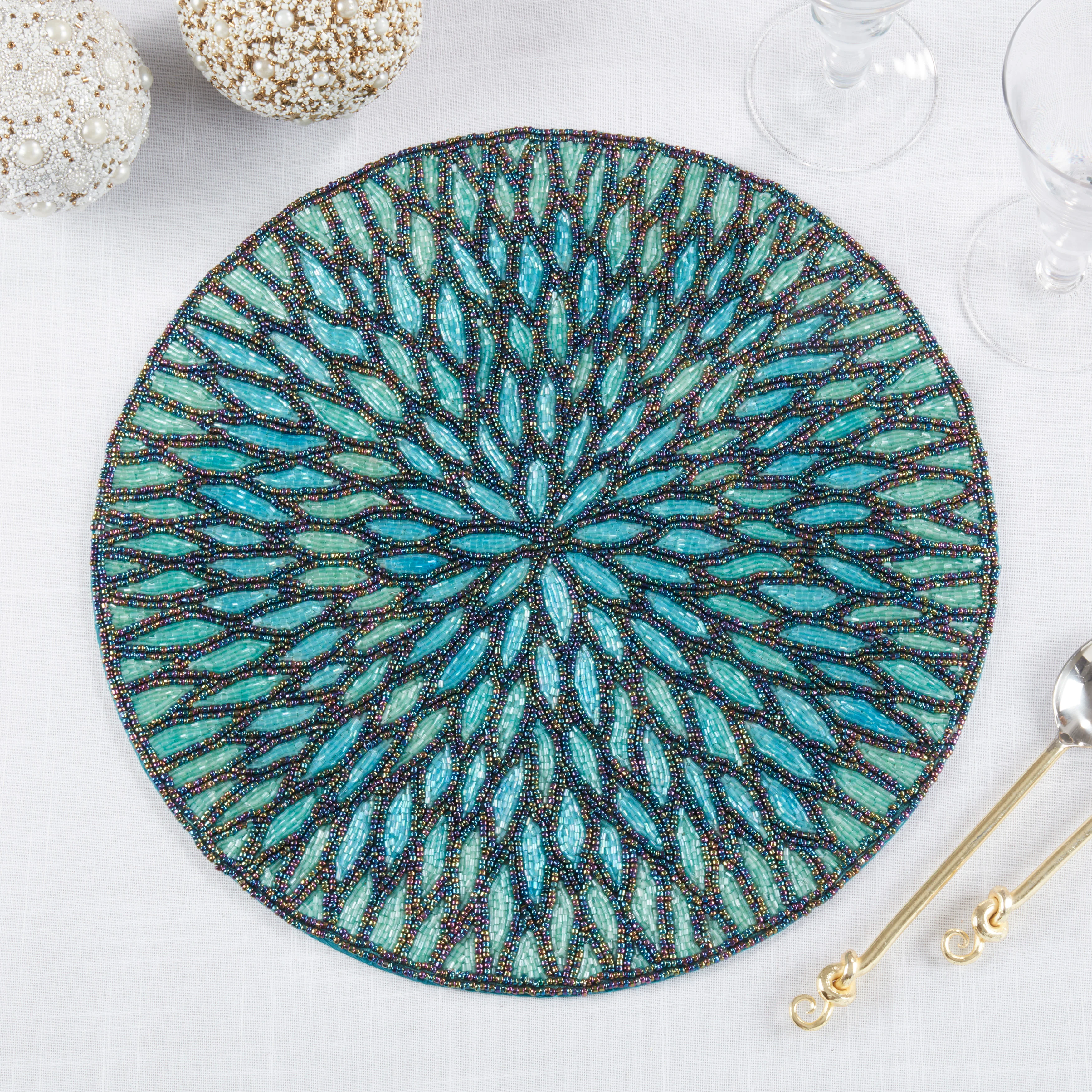 Beaded Floral Design Placemat, Set of 4 - Image 13