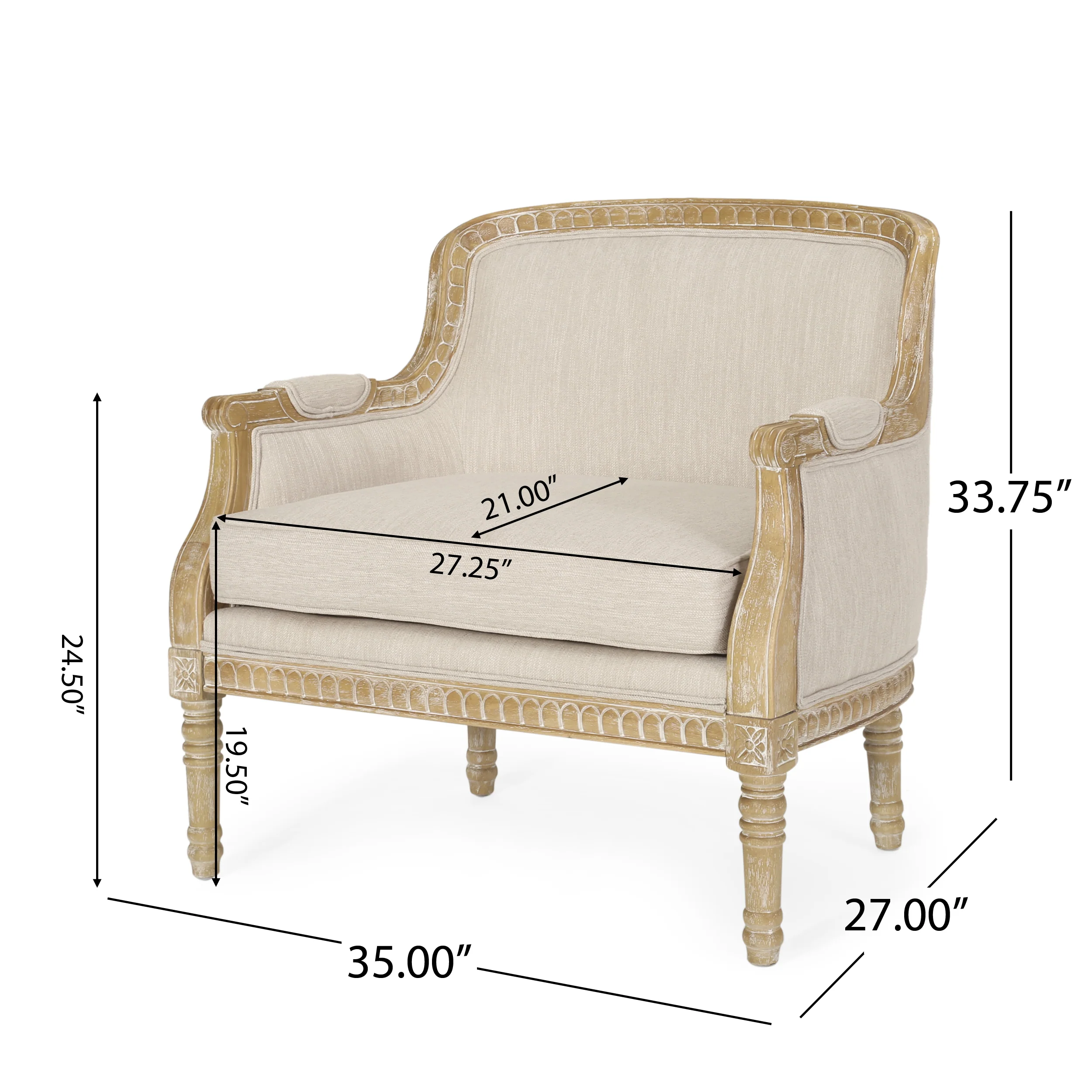Becoming Upholstered Club Chair with Turned Leg and Carved Design - Image 20
