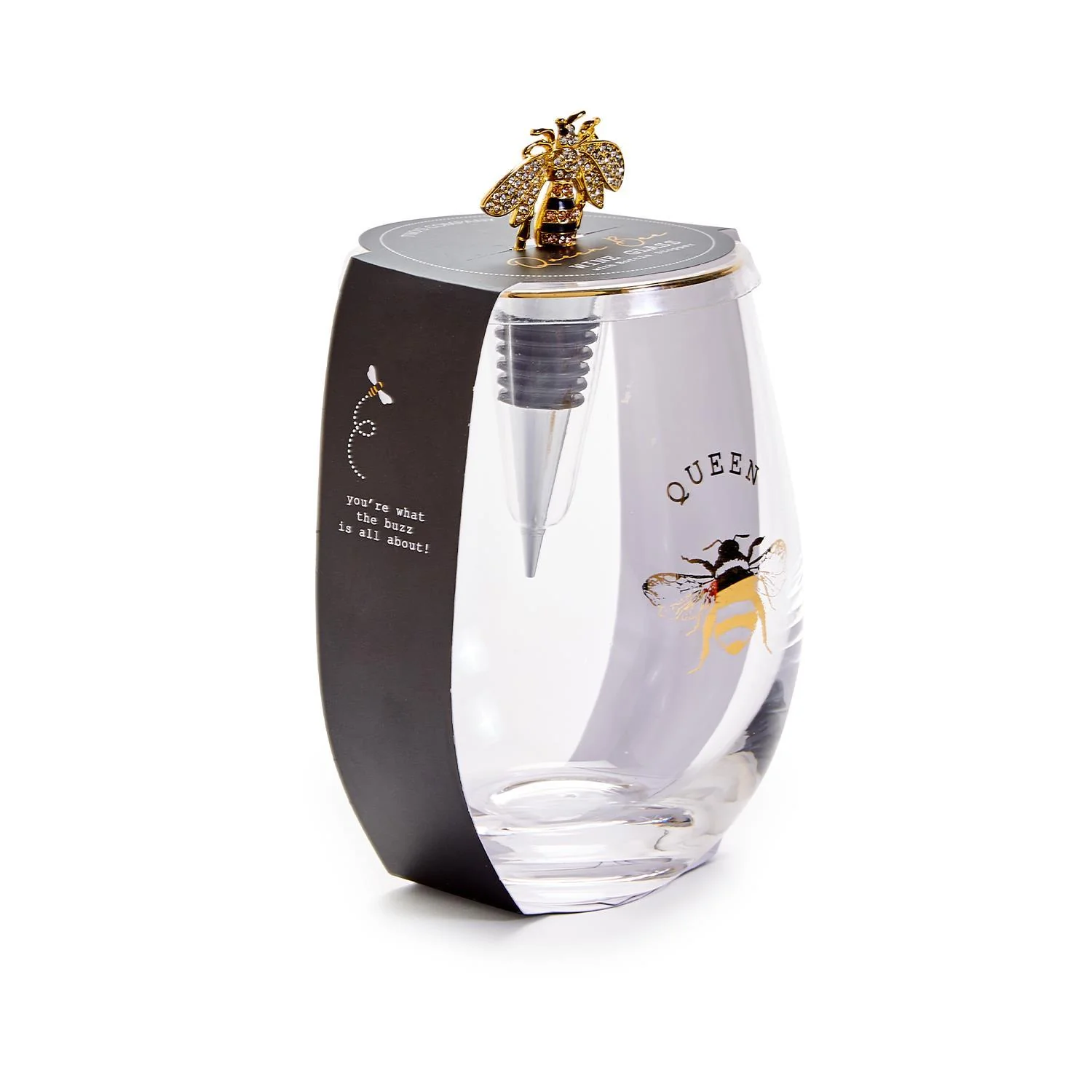 Bee Stemless Wine Glass & Wine Stopper - Image 4