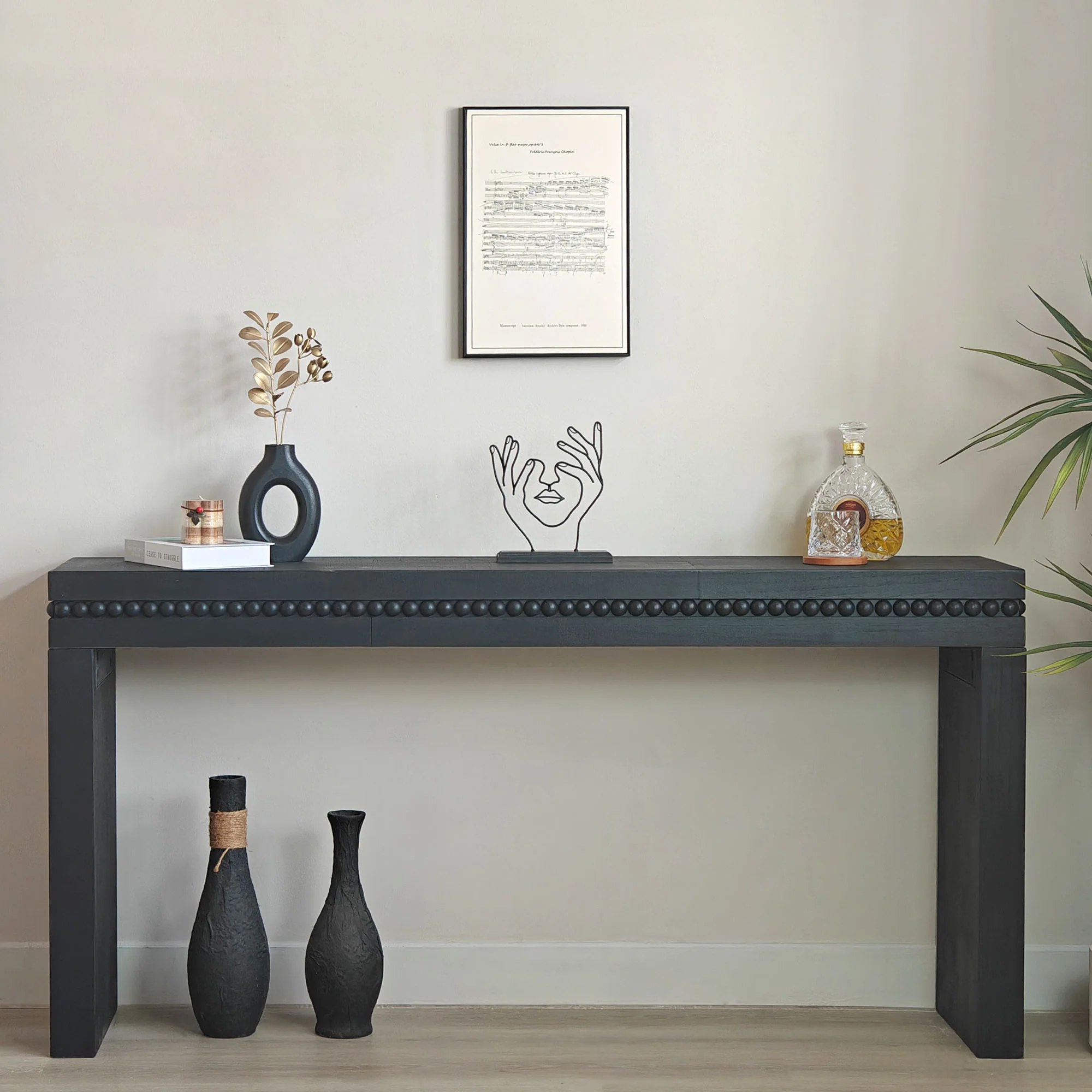 Beholden Console Table with Read Wood Beads Decoration - Image 17