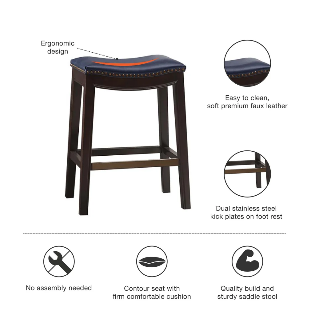 Belfast Saddle Counter Stool with Nailhead Trim - Image 11