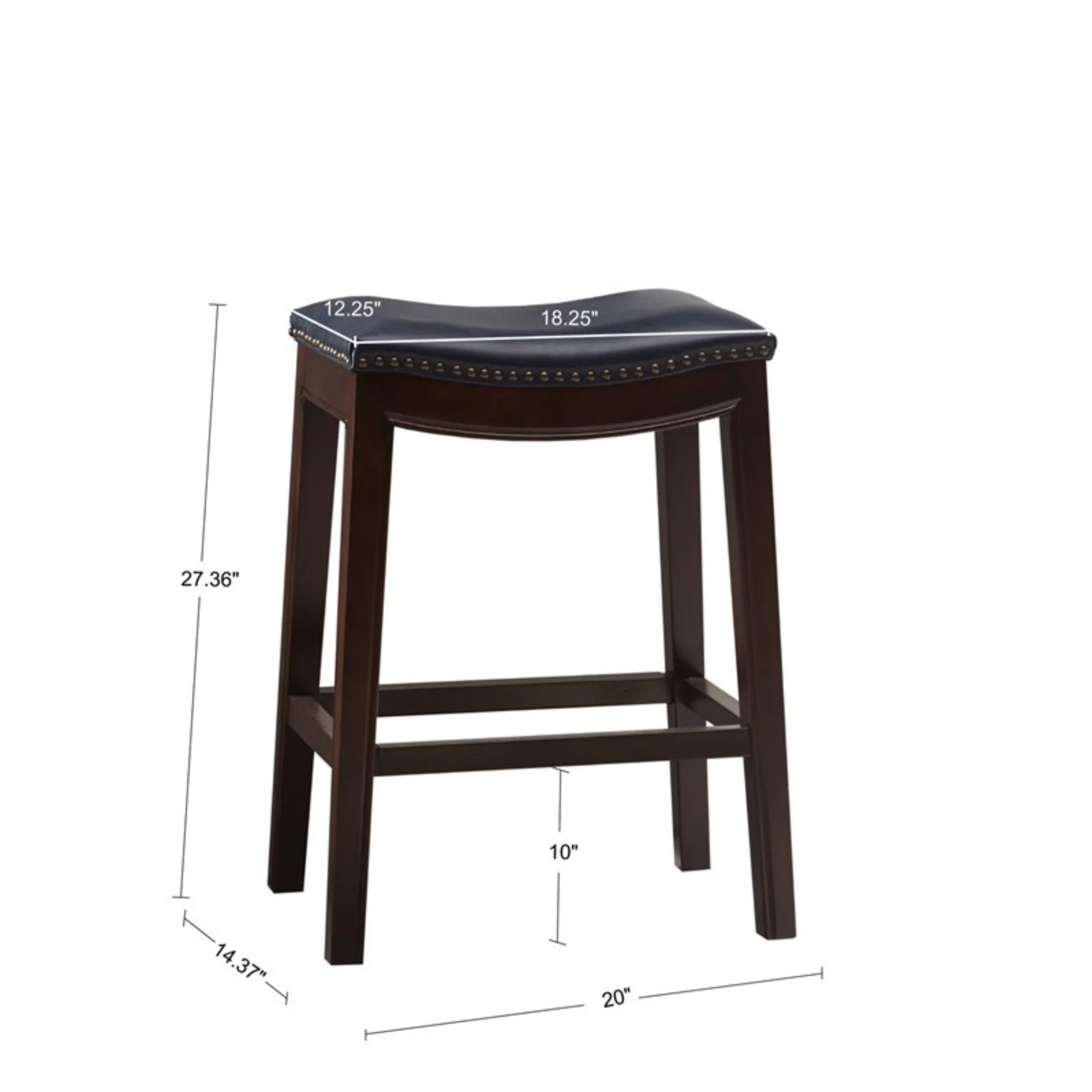 Belfast Saddle Counter Stool with Nailhead Trim - Image 3