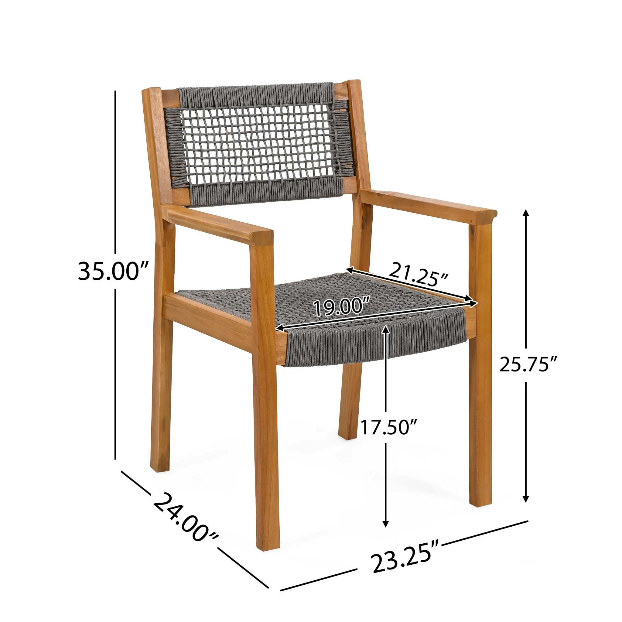 Belladom Wood and Rope Dining Chair with Open Back, Set of 2 - Image 20