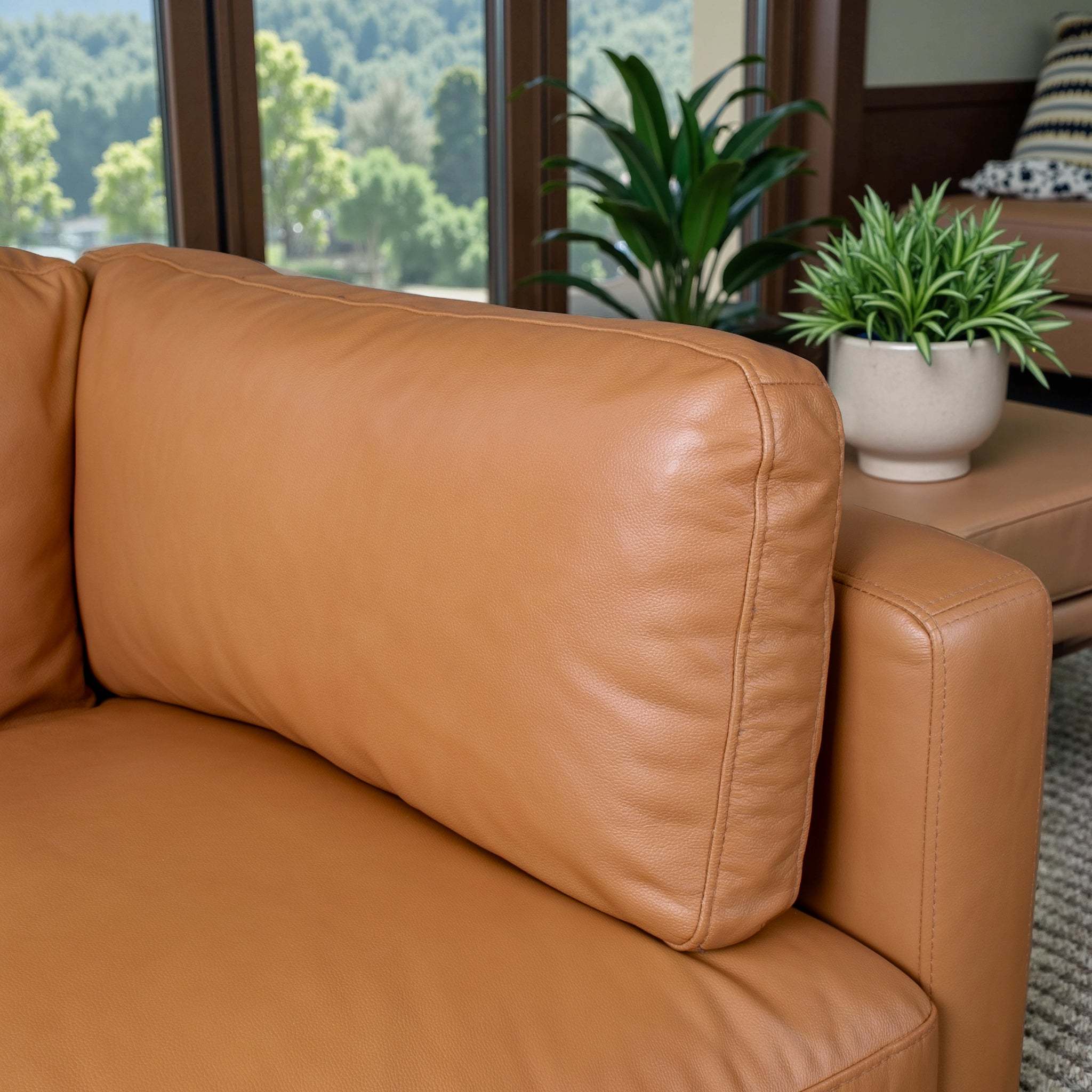 Bellrose Mid-Century Modern Genuine Leather Sofa - Image 4