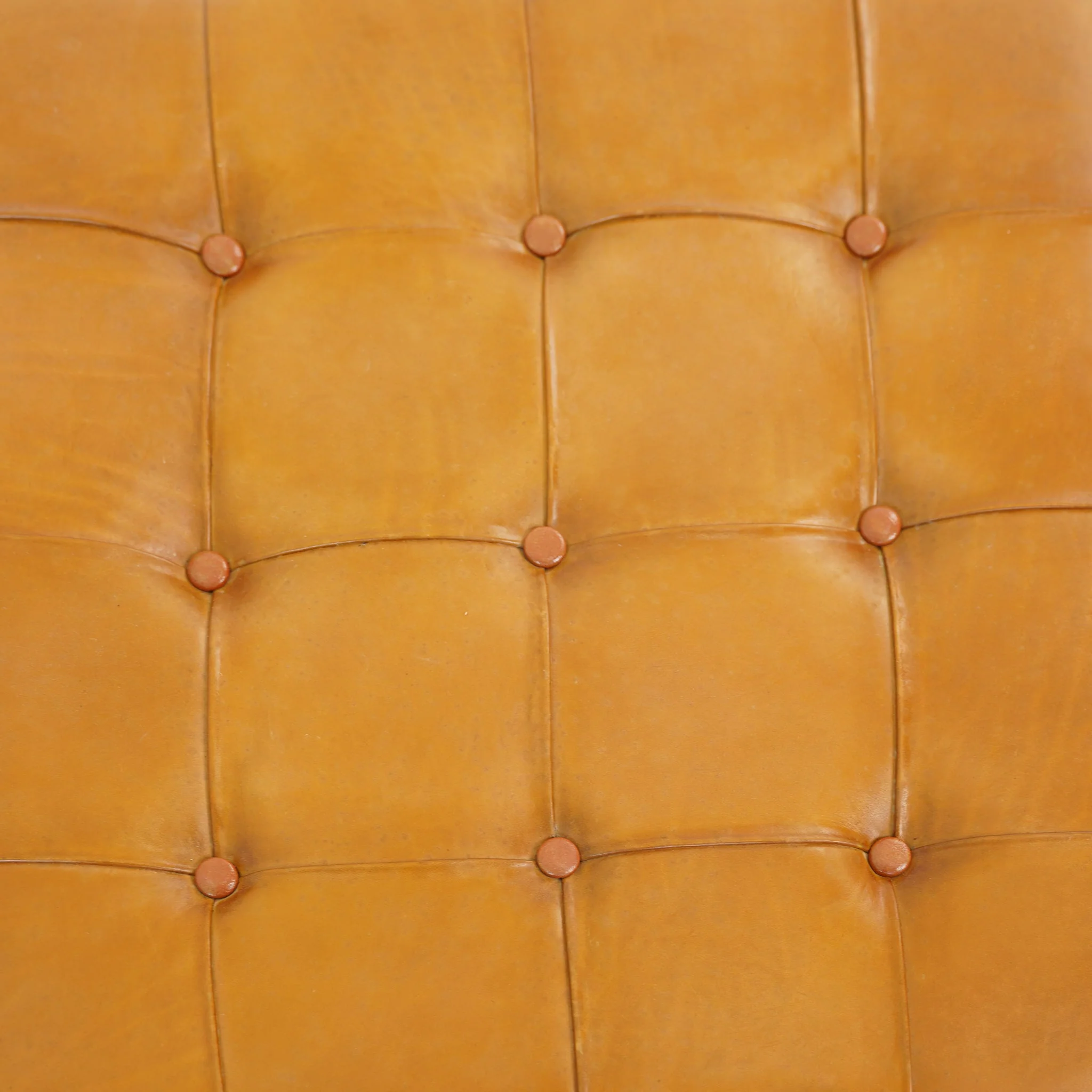 Benjiro Square Tan Leather Ottoman - Image 6