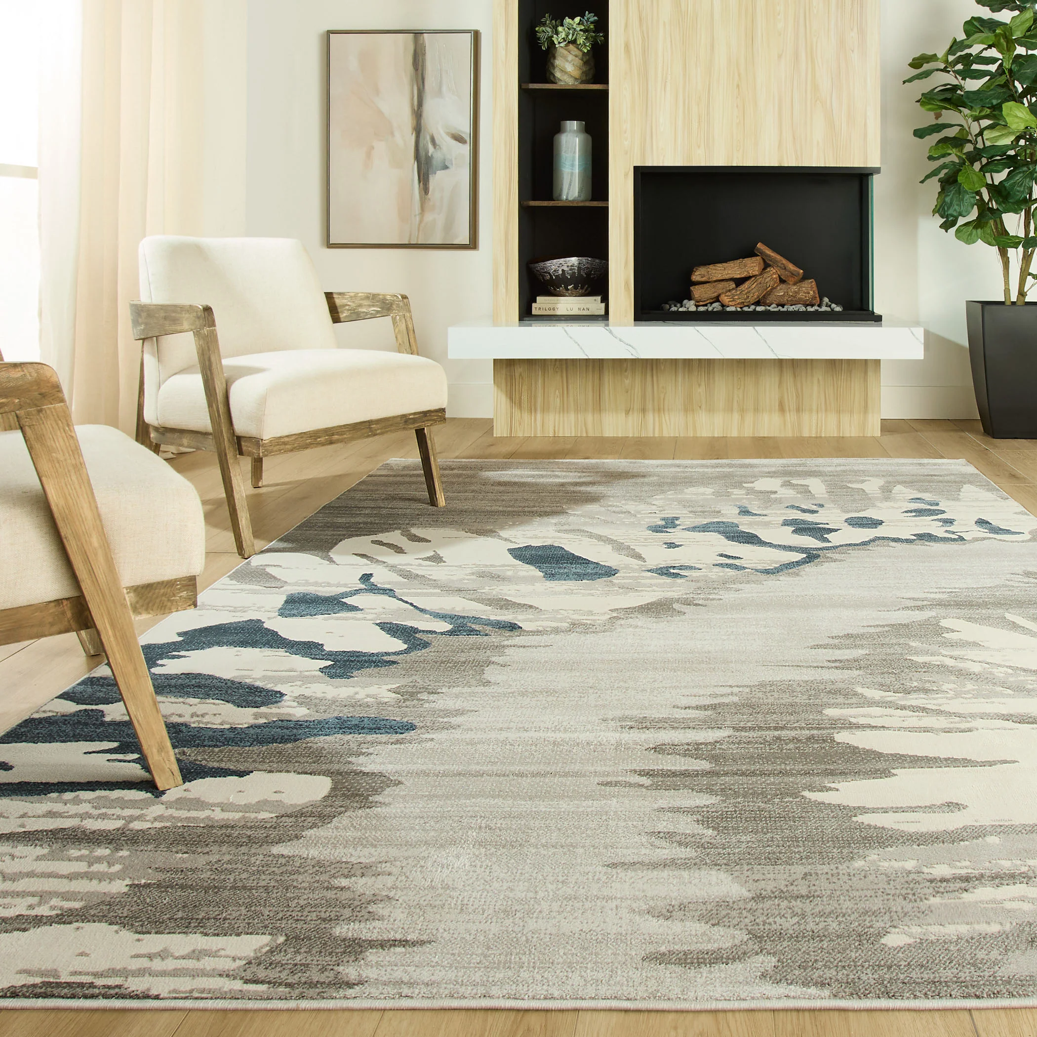 Betsi Retro Blue Sunburst Rug - Image 2