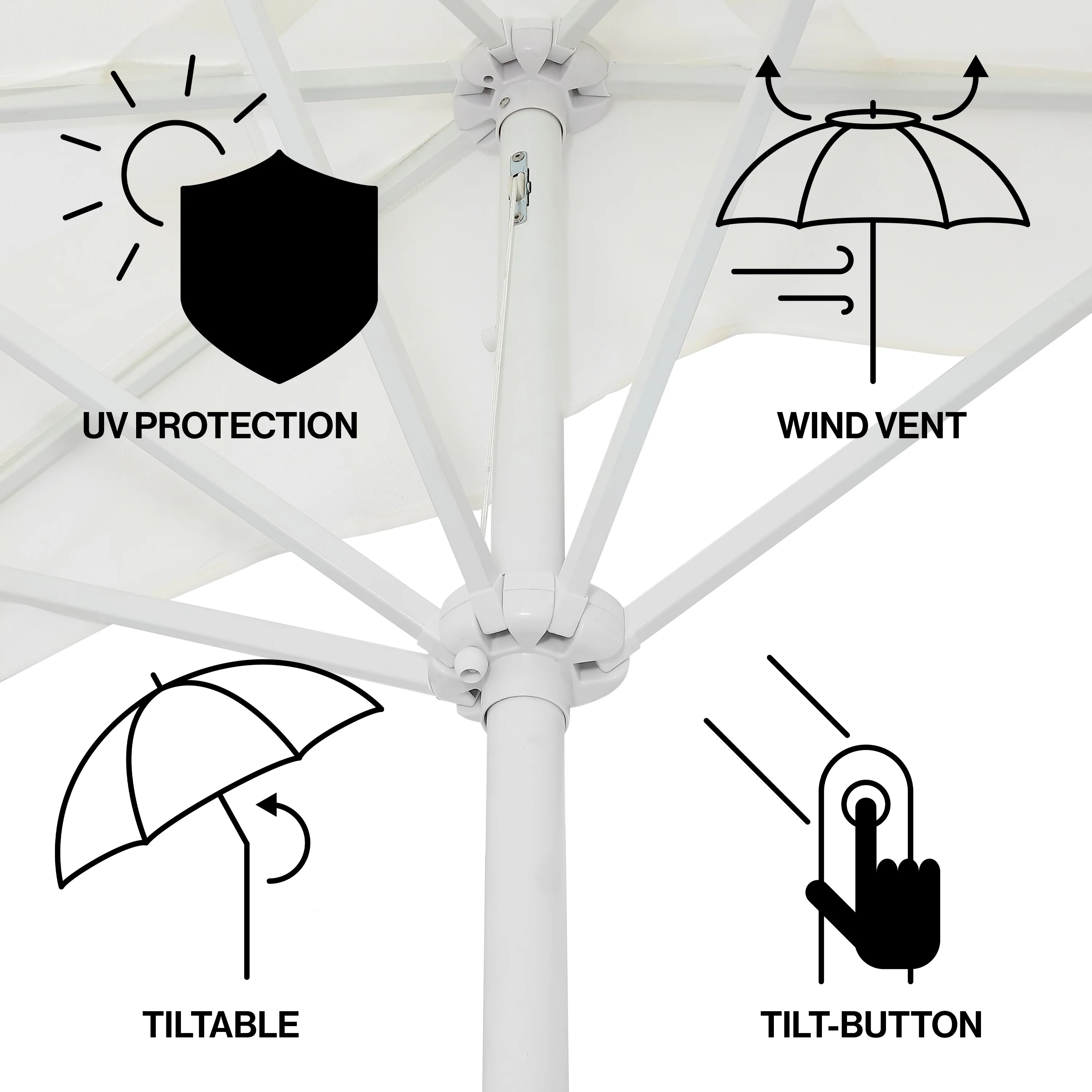 Beverly 9 ft. Designer Classic Scalloped Fringe Half Market Patio Umbrella with Crank - Image 7