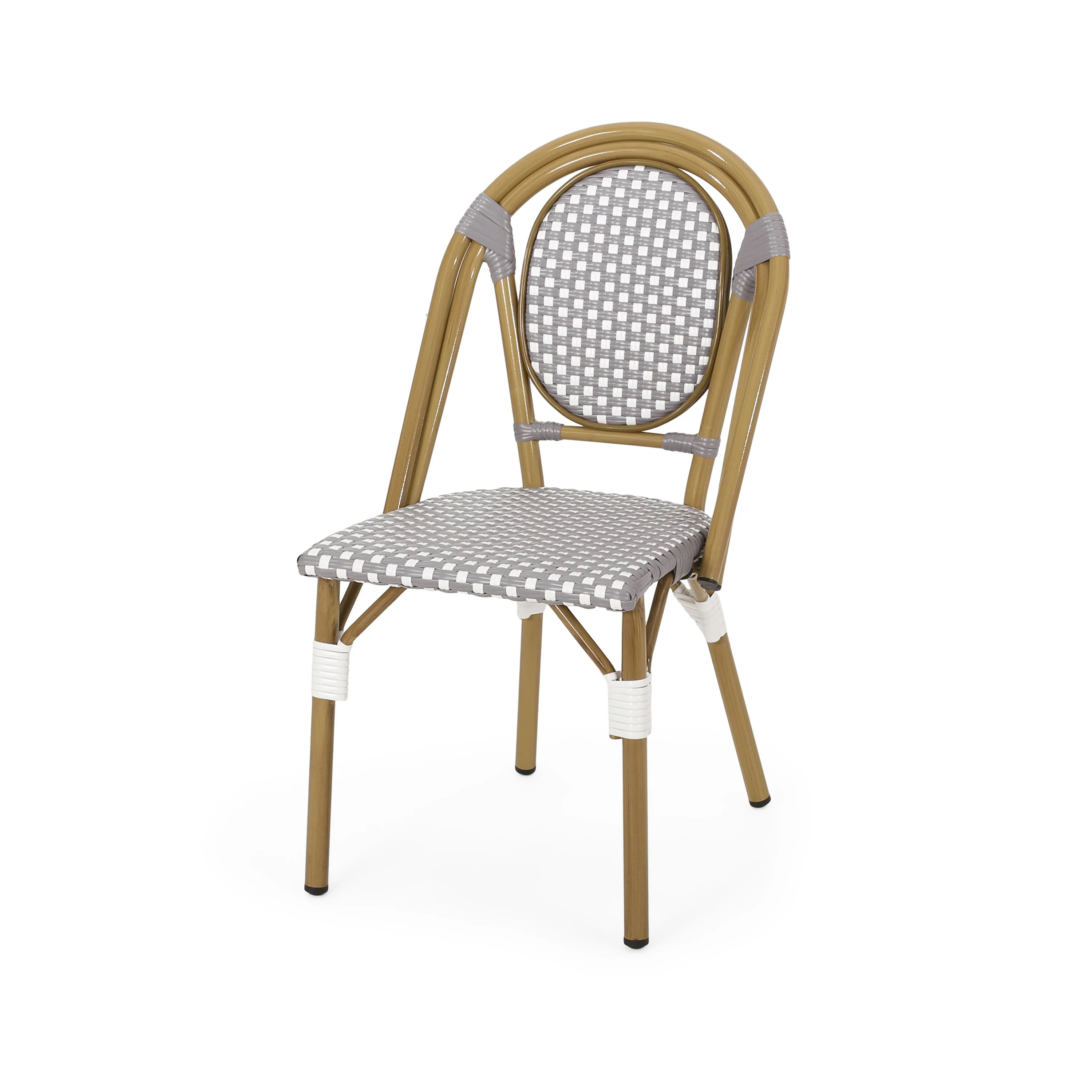 Bistro Chair with Aluminum Frame and Rattan Seat, Set of 2 - Image 4