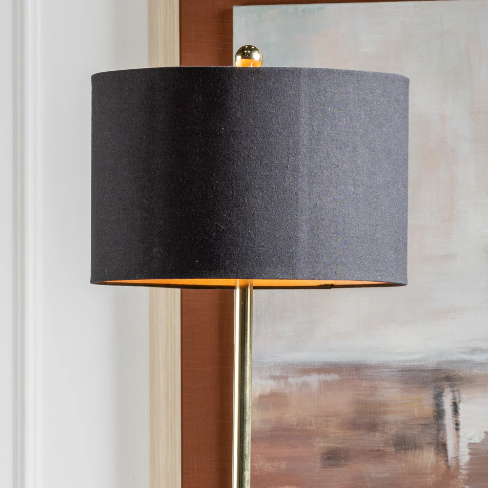 Black And Wood Floor Lamp With Shade - Image 3