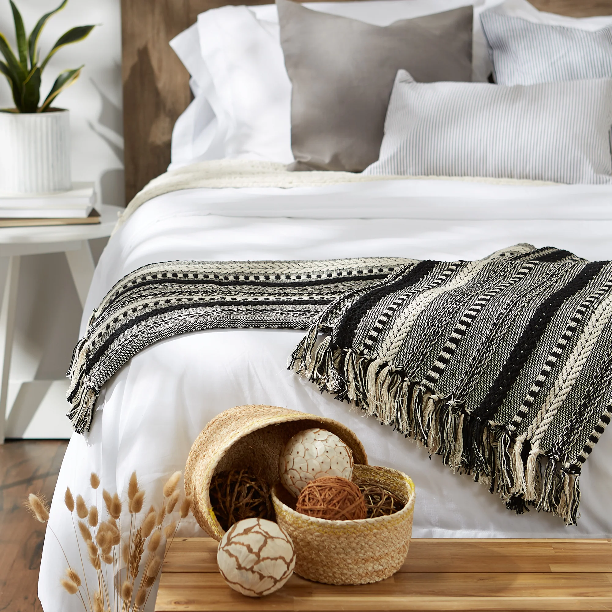 Black Braided Stripe Throw - Image 3