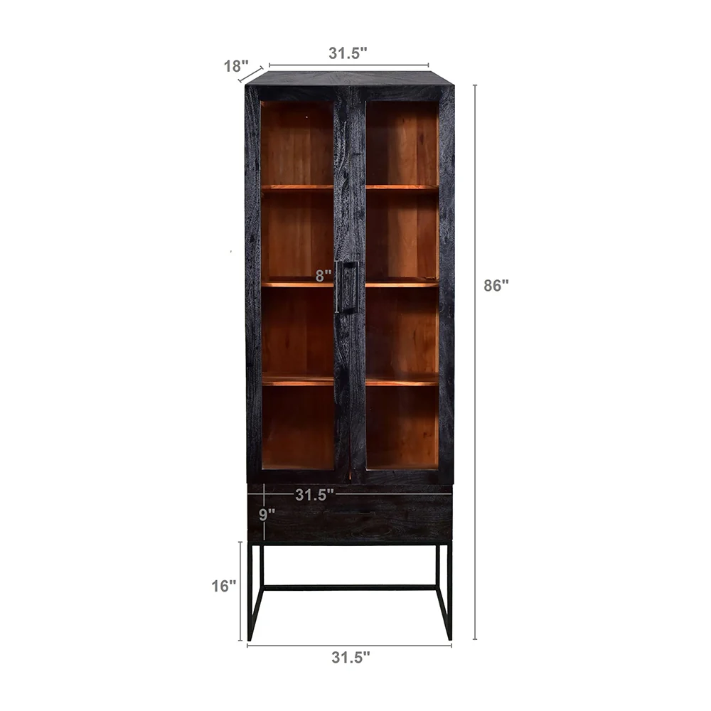 Black Cabinet with Double Glass Doors - Image 16