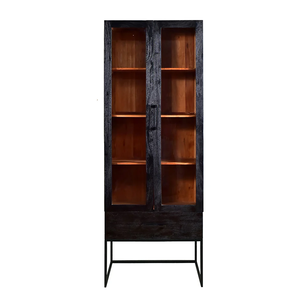 Black Cabinet with Double Glass Doors - Image 3
