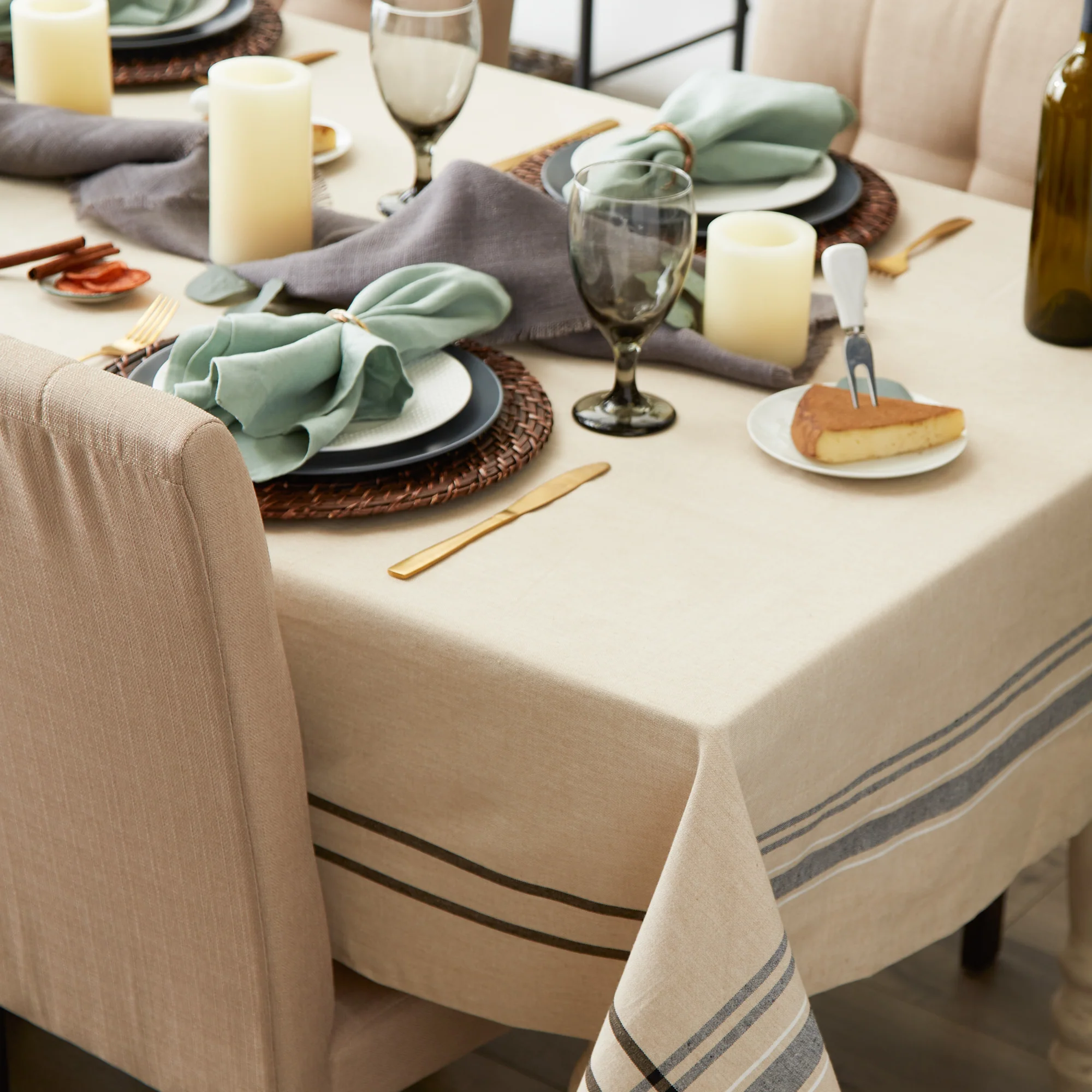 Black French Stripe Tablecloth - Image 2