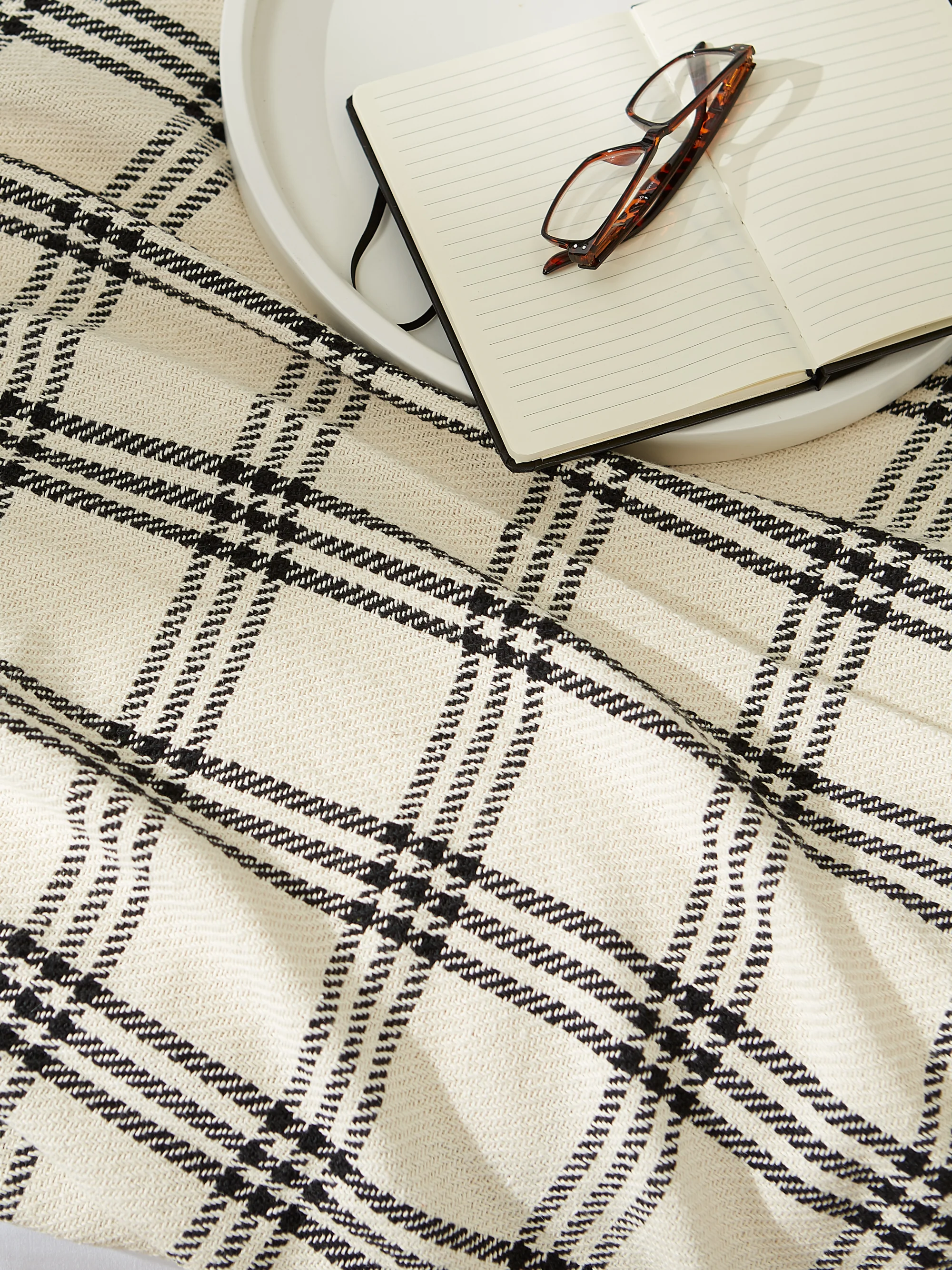 Black Modern Farmhouse Plaid Throw - Image 7