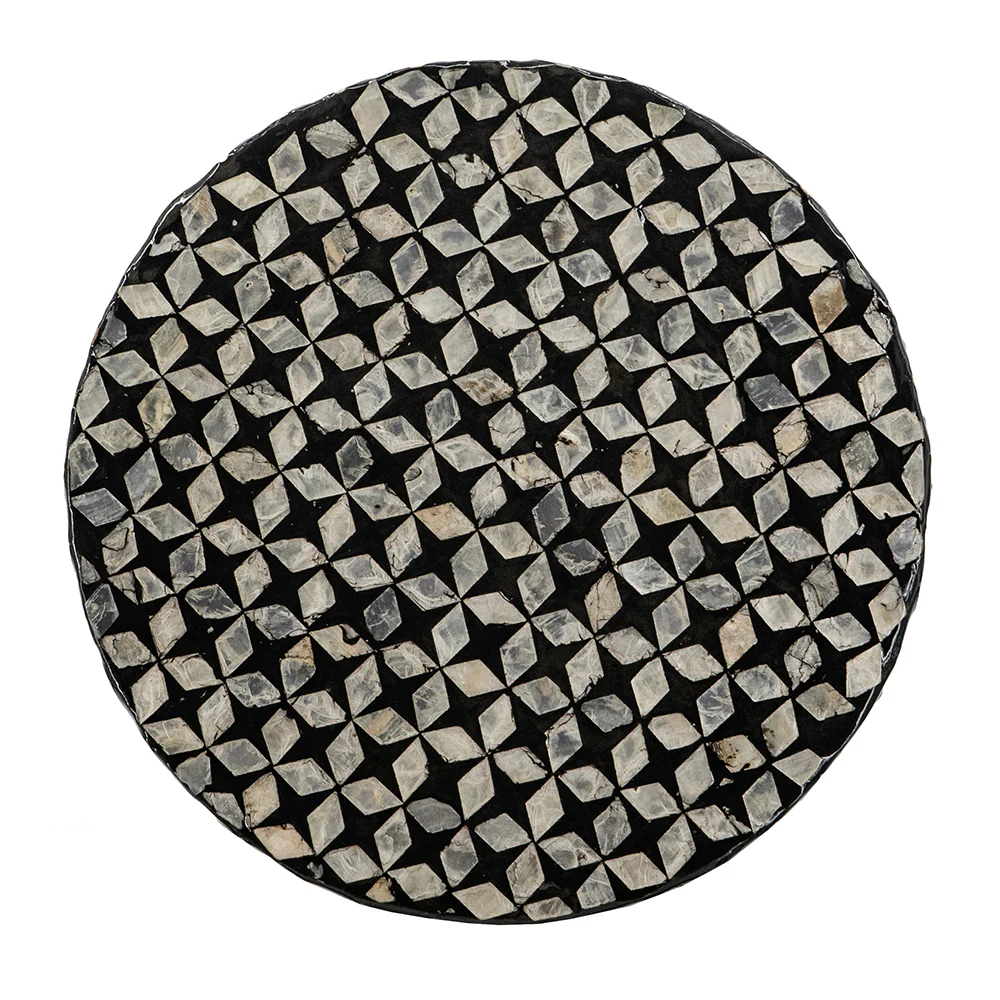 Black Round Pillar Capiz Accent Stool - Image 5