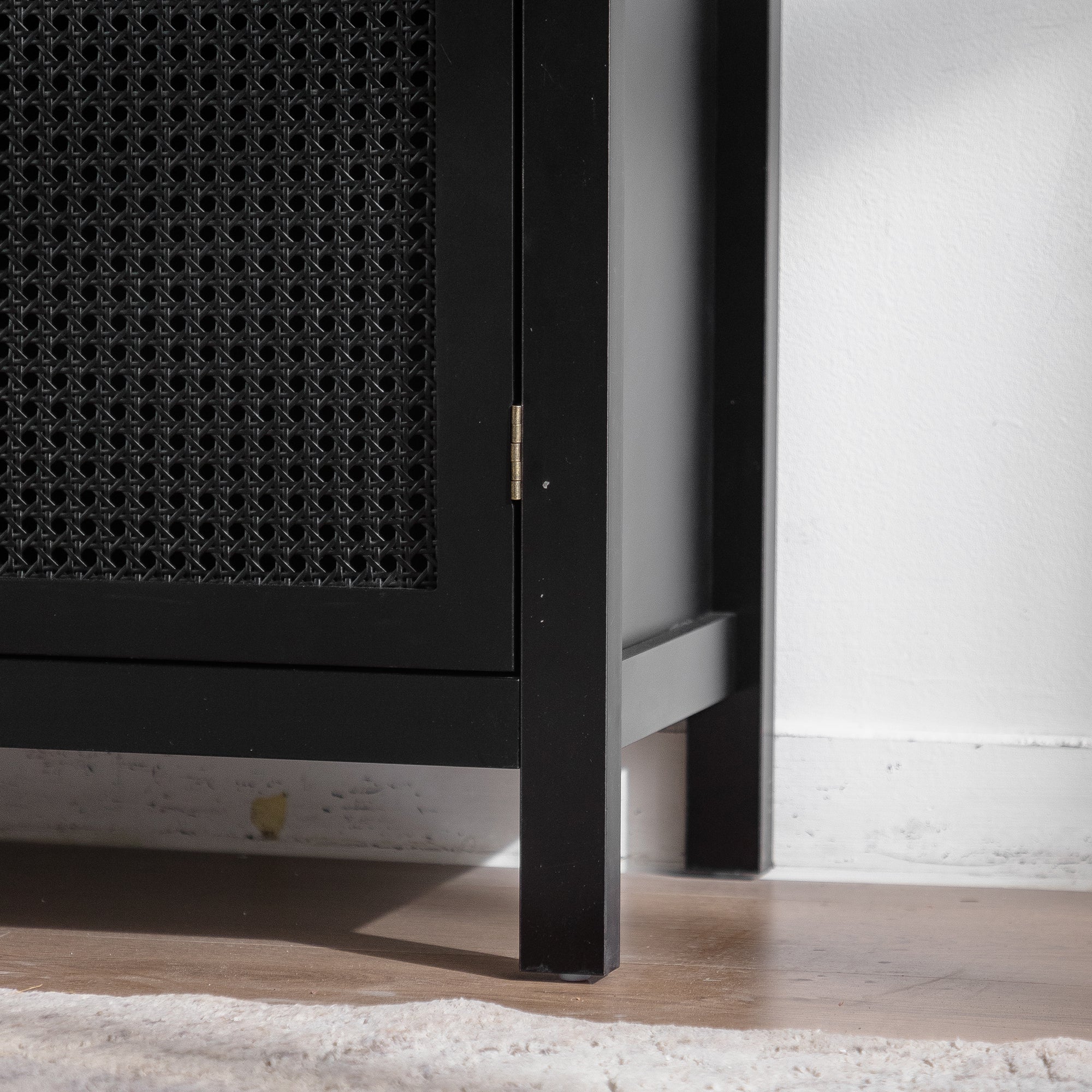 Black Sideboard Storage Cabinet with Rattan Doors - Image 8