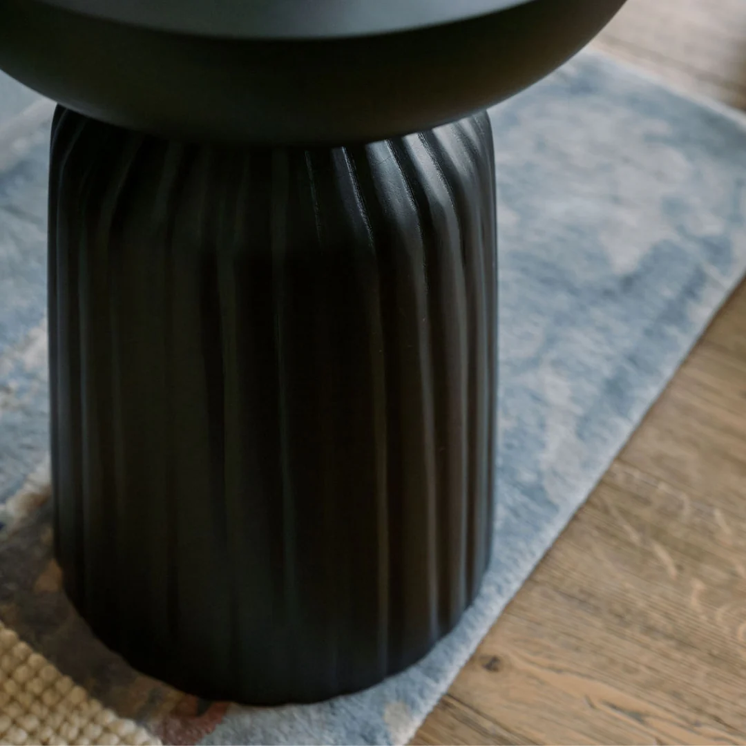 Handcrafted Wooden Accent Table in Black, 18 in - Image 5