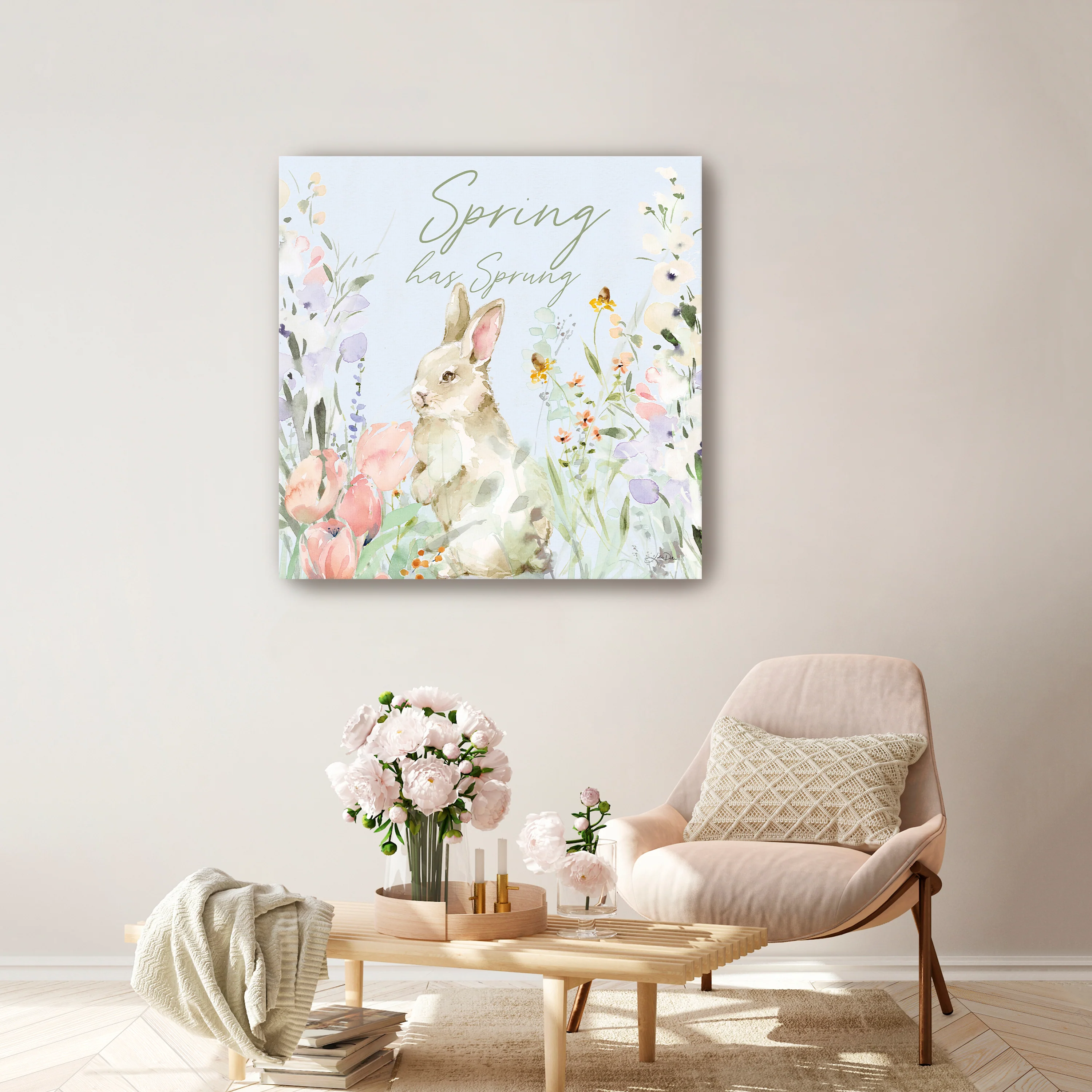 Blooming Bunnies IV Spring Canvas Giclee - Image 11