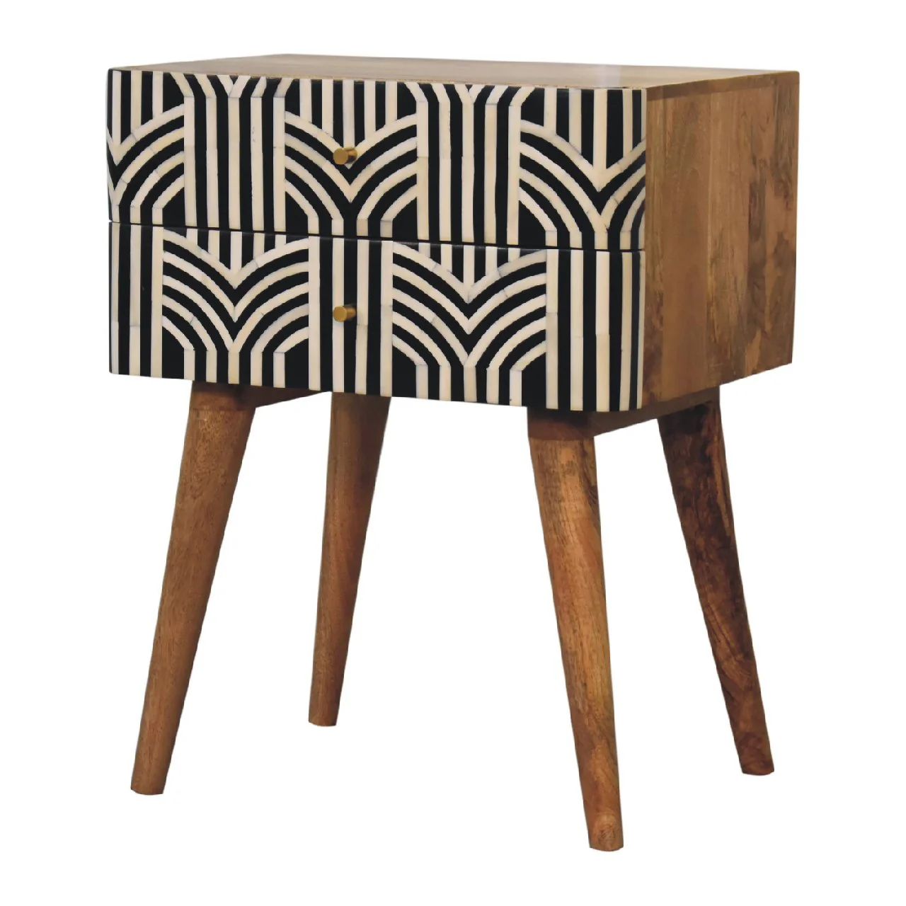 Blossom Bone Inlay Bedside with 2 Drawers - Image 3