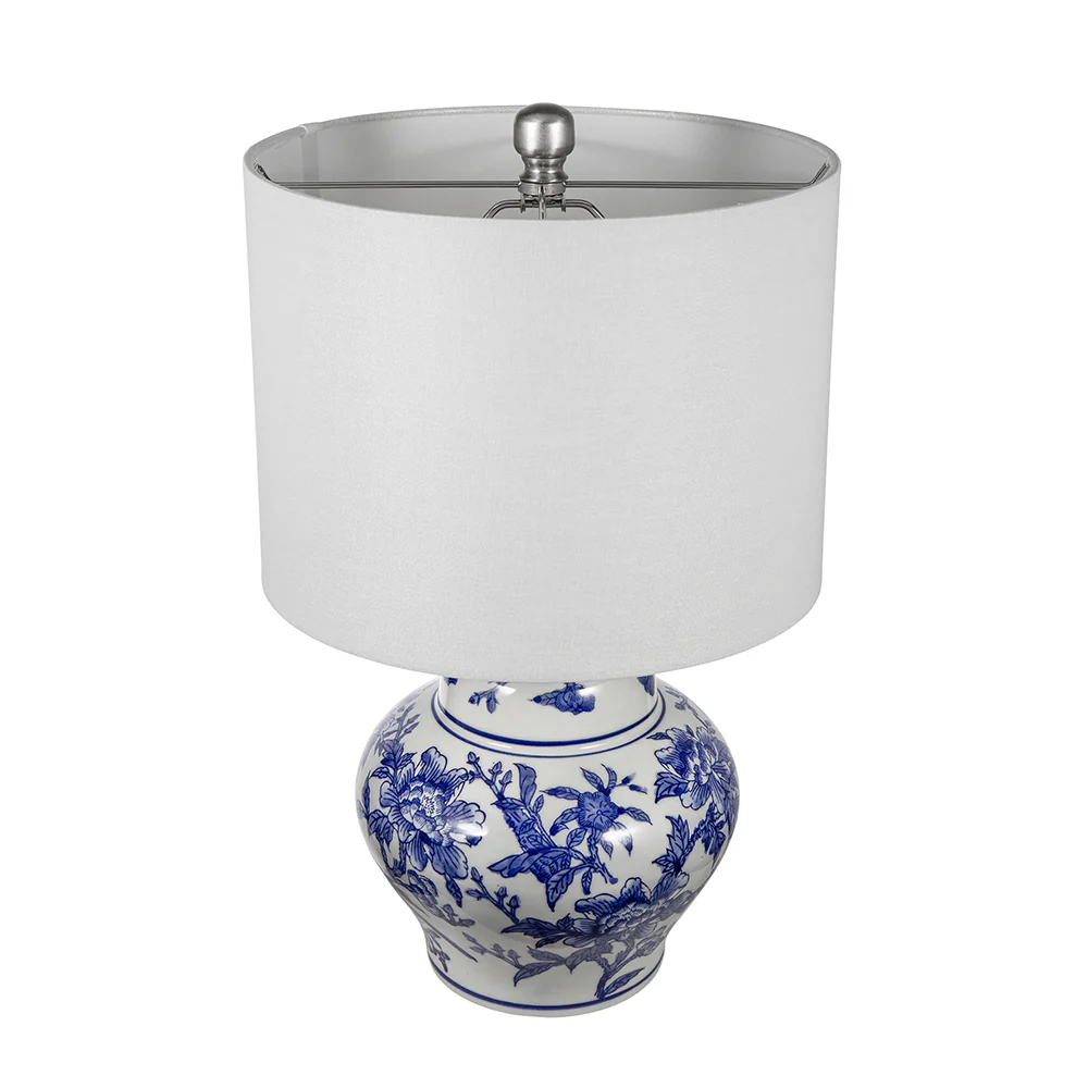 Blue and White Short Urn Ceramic Vase Lamp - Image 10