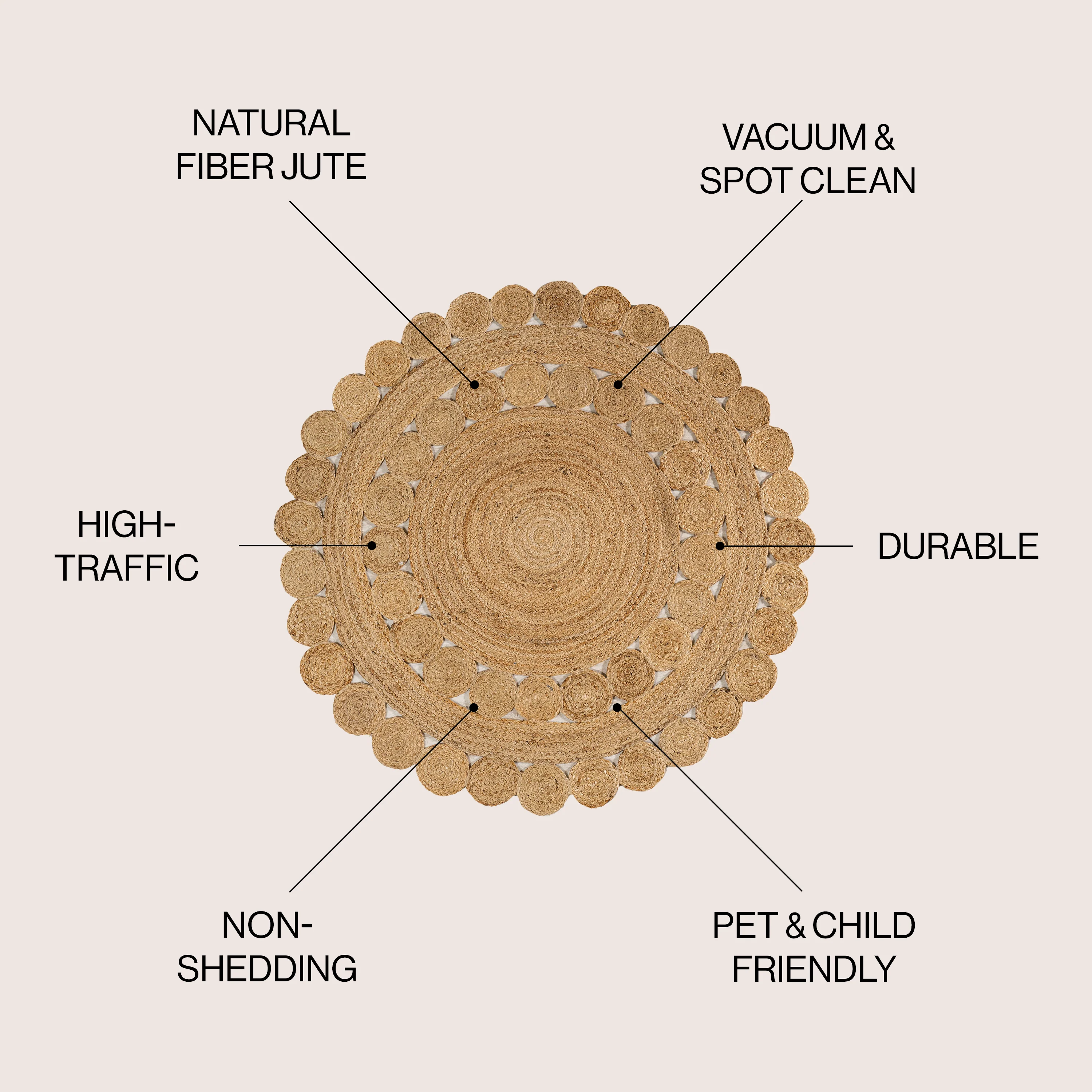 Bodhi Round Natural Jute hippie Circle Round Area Rug - Image 3