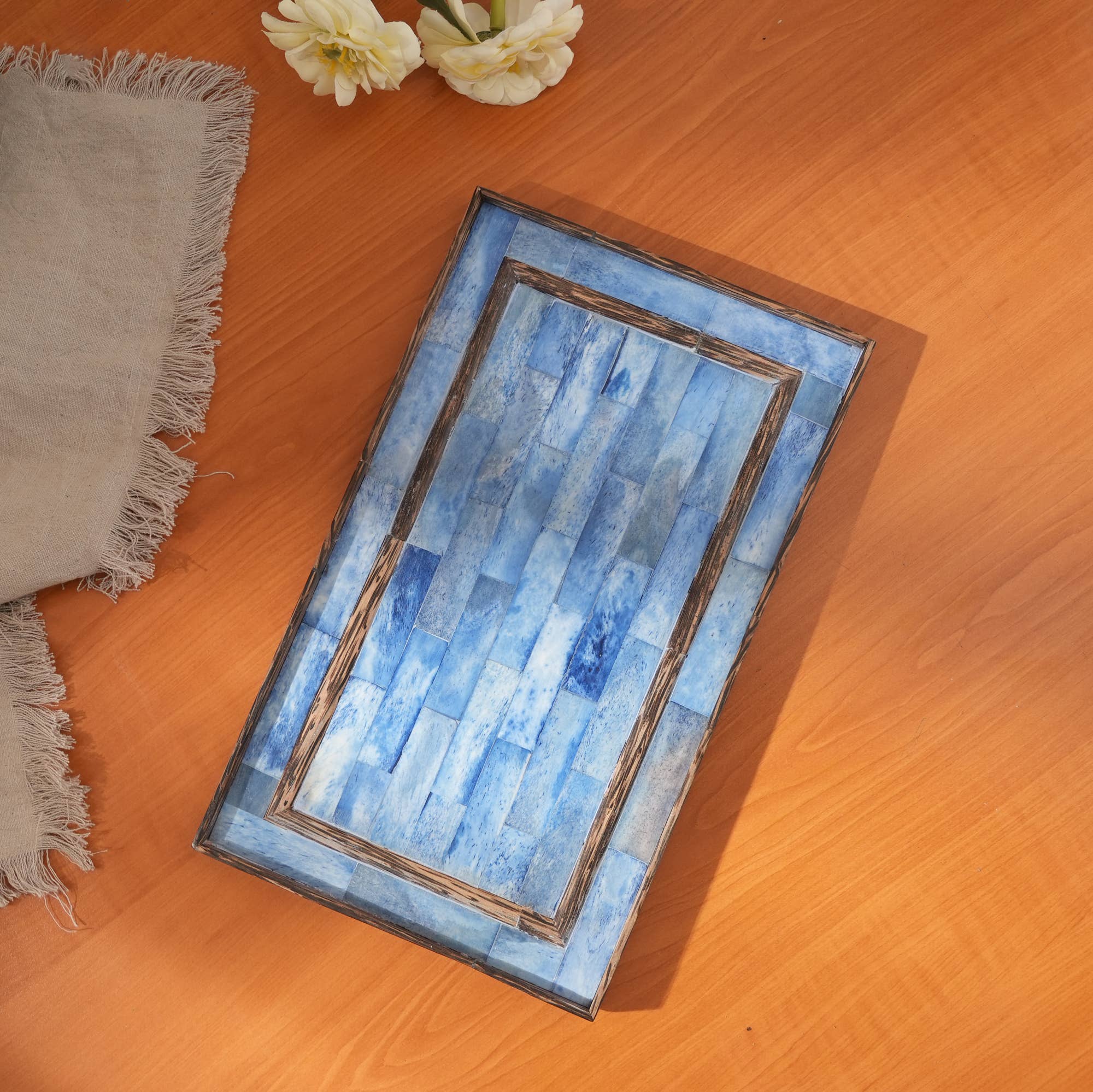 Bone Inlaid Wooden Tray - Image 2